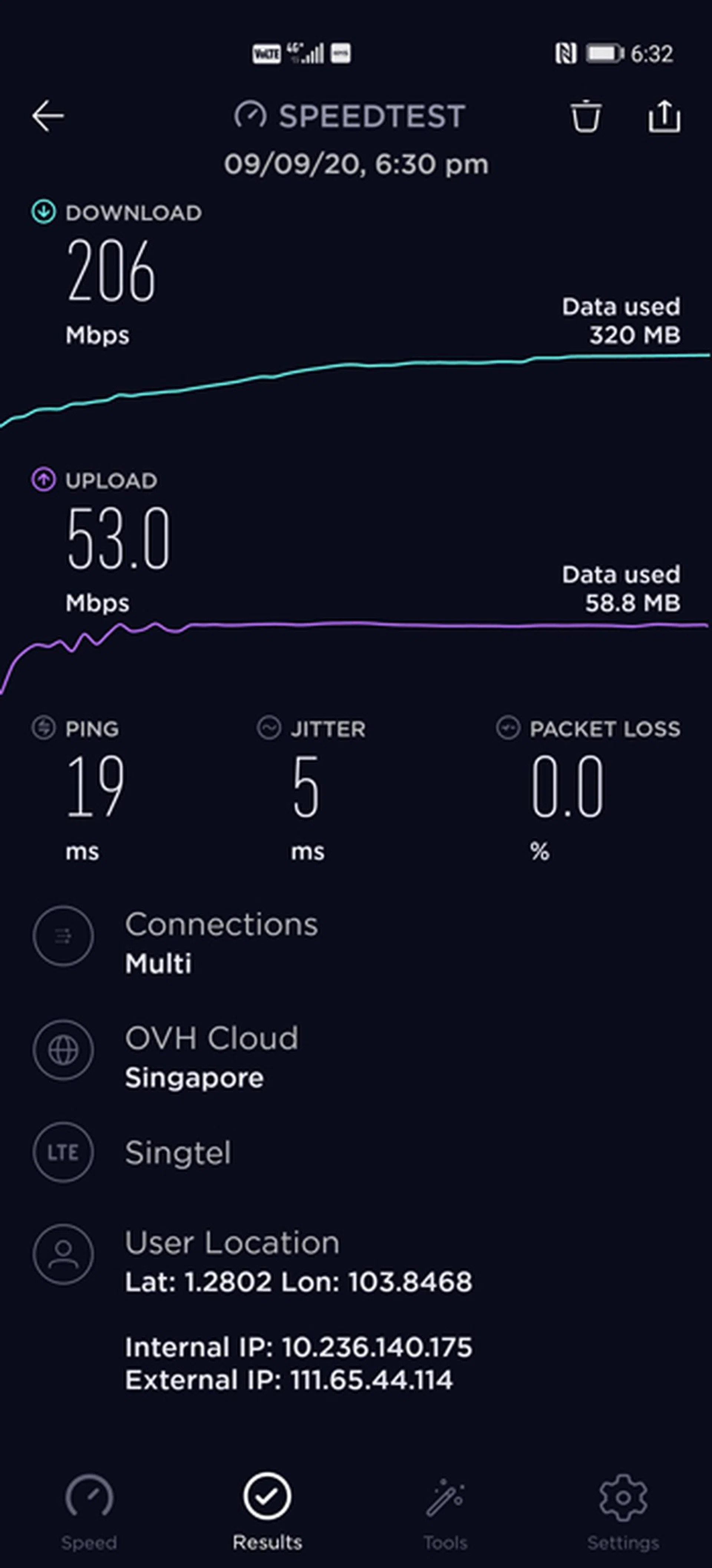 Singtel 4G Test 1.