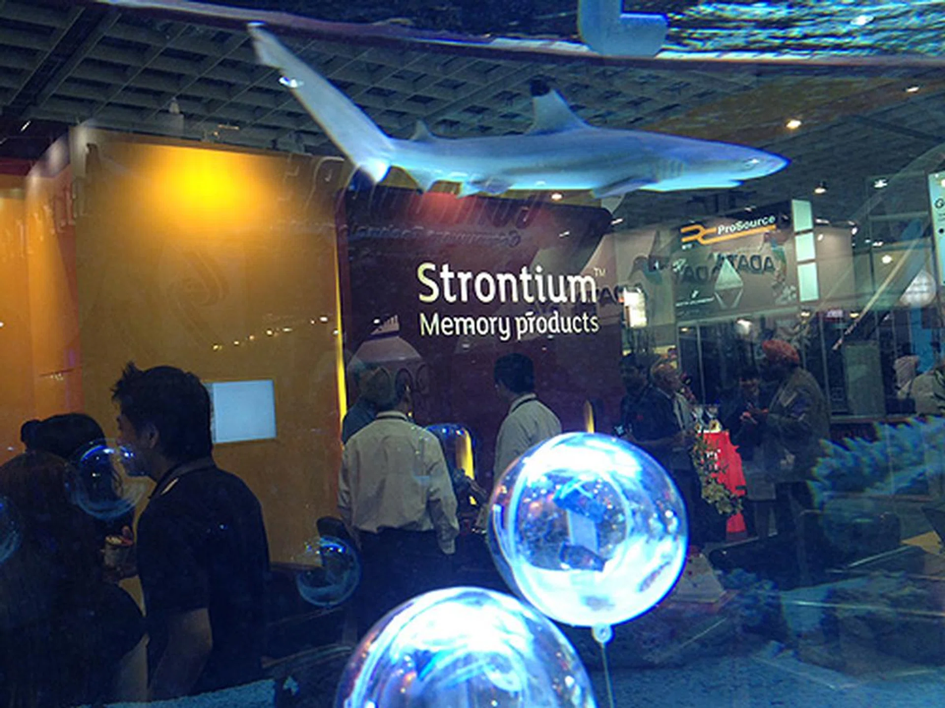 Not sure what environmentalists or animal welfare activists will make of this, but Strontium's booth had a tank with two sharks in it.