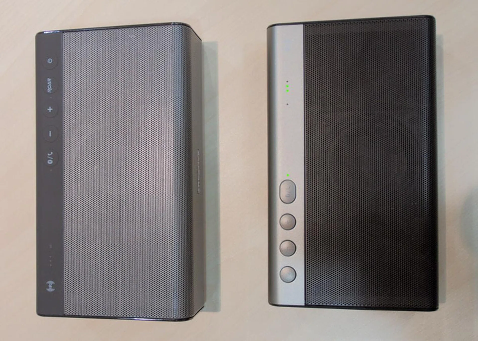 A size comparison of the original Sound Blaster Roar and the new Sound Blaster Roar 2.