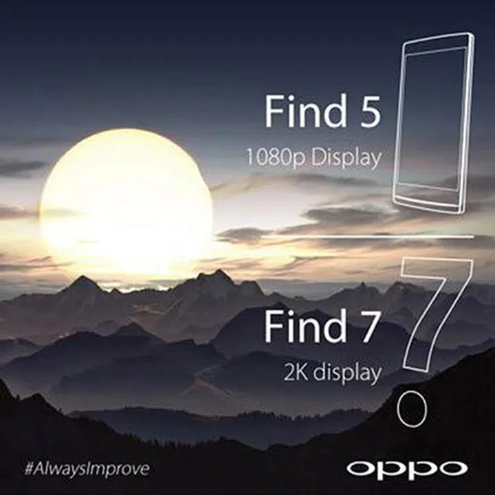 According to a tweet, the Oppo Find 7 will carry a 2K display.