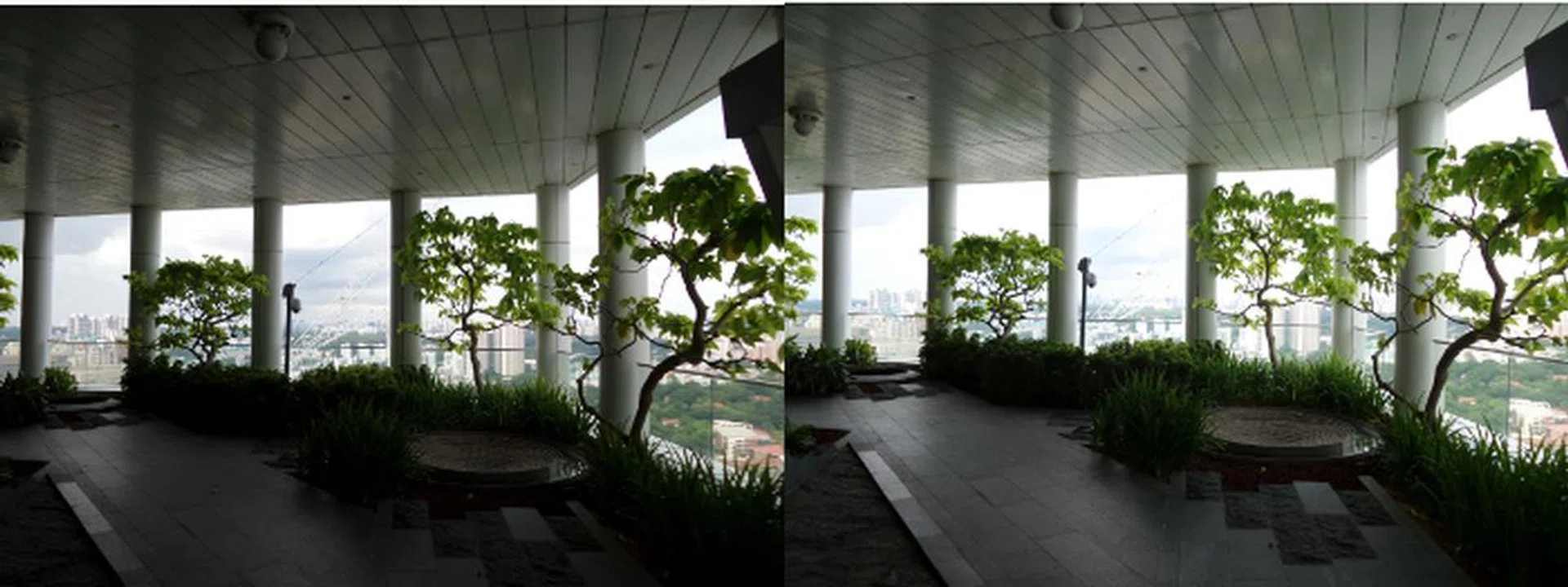 When shooting scenes with varying levels of light, it's helpful to be able to base exposure off a different part of the frame. The shot on the left was with Program mode with exposure taken off the autofocus point. For the shot on the right, we've split the exposure and focus points, resulting in a more balanced exposure instead of being too dark.