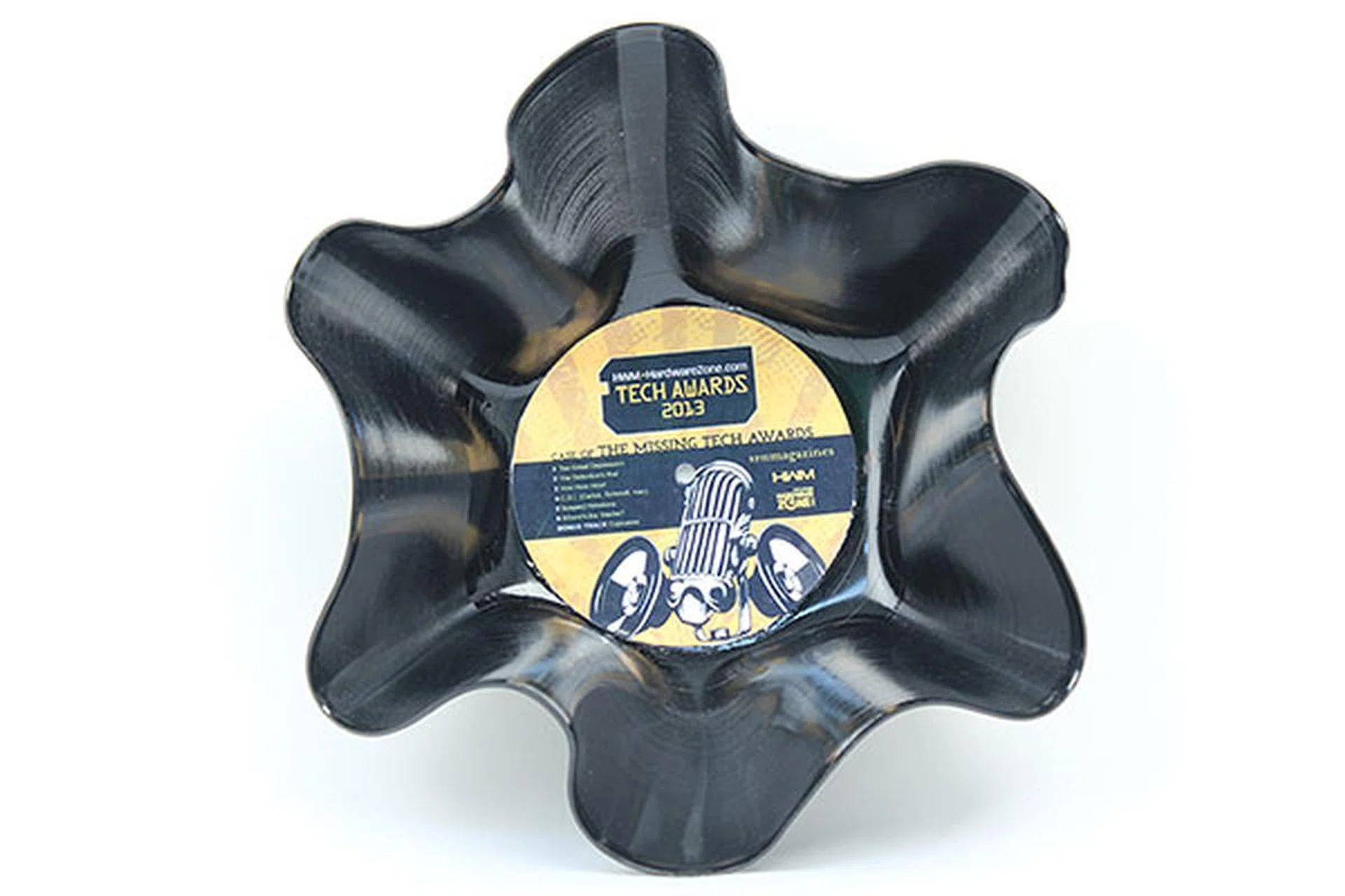 Well, it's a vinyl record re-purposed as a popcorn bowl. It's great for holding those popcorns we gave out.