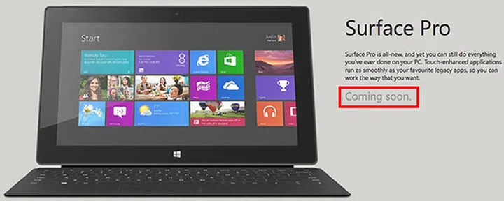 The Microsoft Surface Pro will launch in Singapore before the end of June. (Image source: Microsoft Singapore website.)