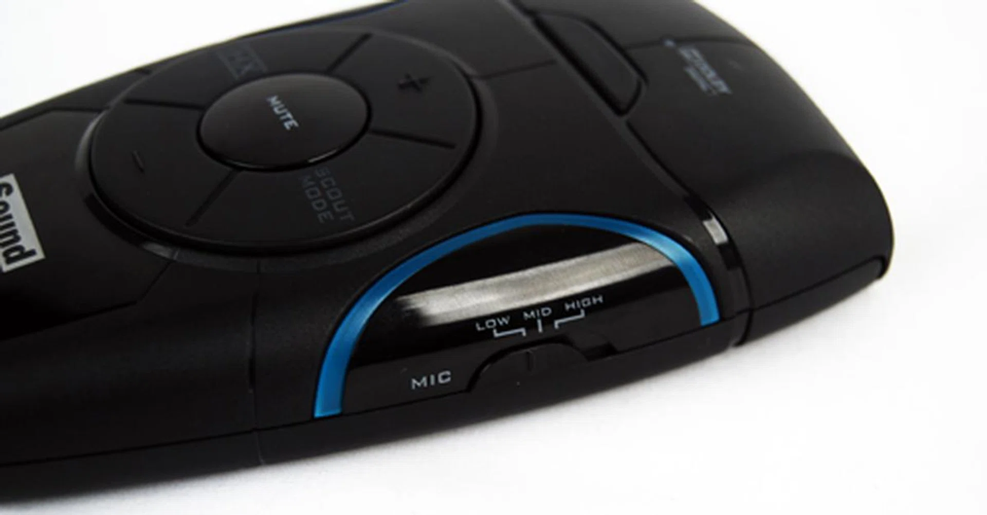 Sliders on the right profile of the unit control the microphone settings.