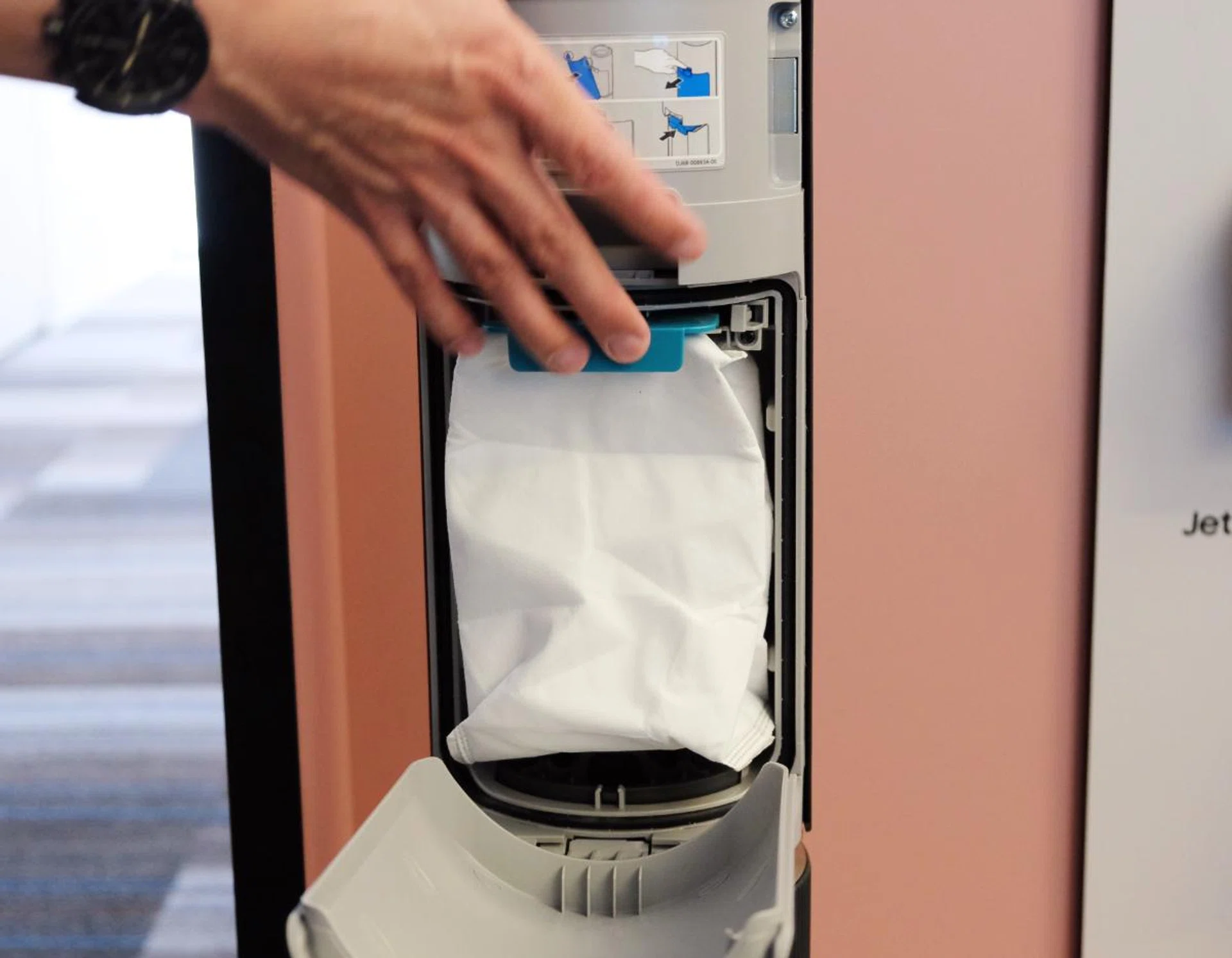 The station empties the contents of the vacuum cleaner's bin into this bag.