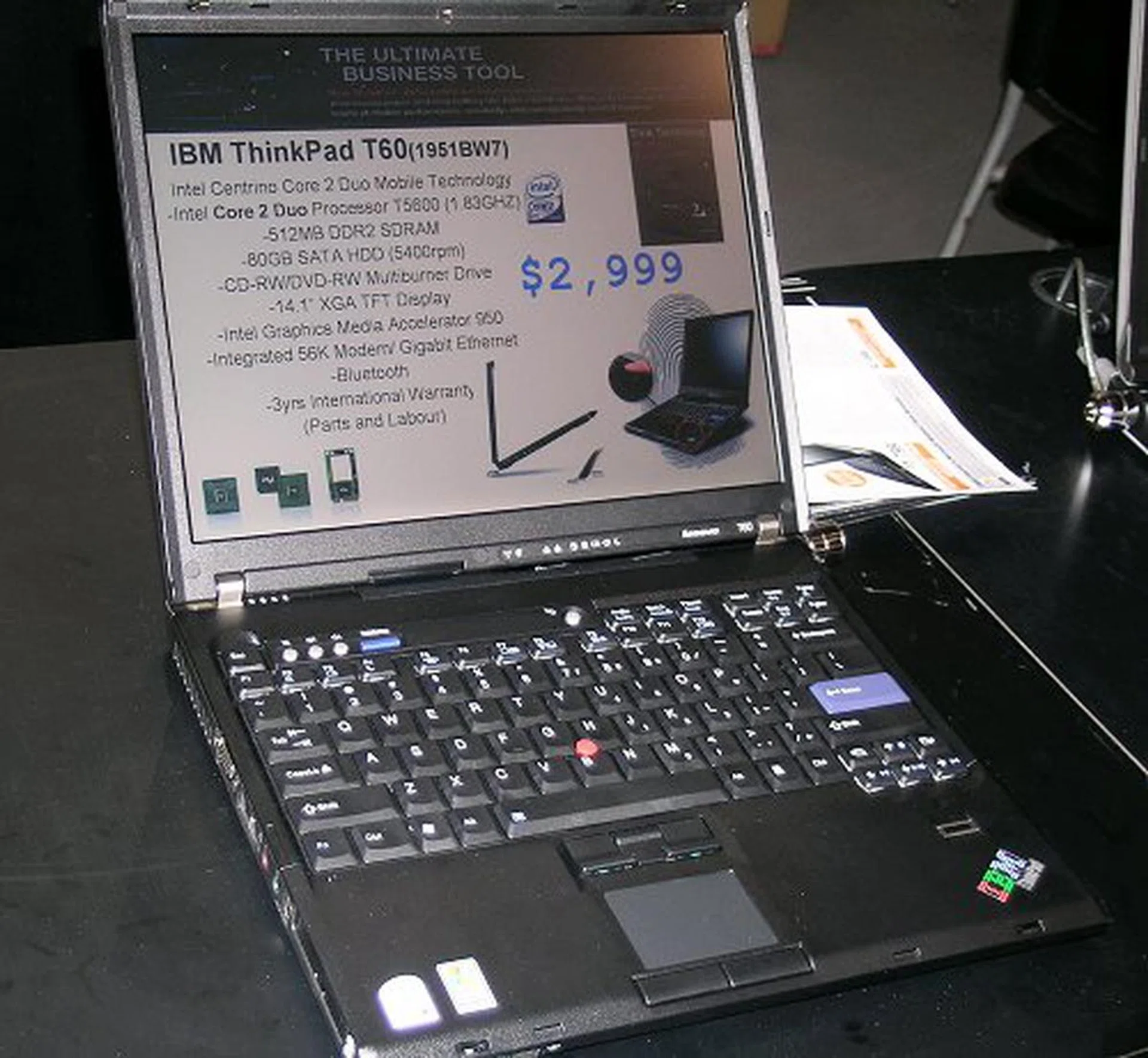 If you've always wanted an IBM ThinkPad notebook for its rugged design and business-centric features for best productivity, you can count on Lenovo to continue this tradition. The ThinkPad T60 is one of their higher-end offerings that starts from $2899 and shown here is one that's configured for $2999. This 2.3kg notebook features a Core 2 Duo T5600 (1.83GHz, 2MB L2), 1GB DDR2 memory, 80GB HDD, 14.1-inch XGA TFT display, DVD-RW DL burner, fingerprint scanner and comes with a host of ThinkVantage technology features like the protective roll cage and an active protection system to safeguard hardware from minor accidental incidents and even a spill resistant keyboard. The price also includes a 3-year international (carry-in) warranty and even a half-year of insurance. An extensive 8-in-1 gift set of handy accessories awaits you for every notebook purchase at Sitex 2006 worth up to $350.