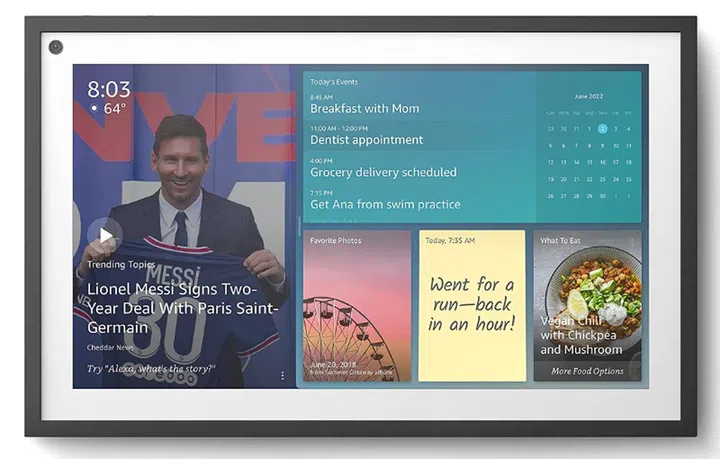The Echo Show 15 can be mounted in landscape or portrait orientation. Image source: Amazon. 