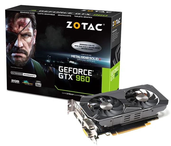 Zotac GeForce GTX 960 2GB GDDR5 card with the MGS game giveaway bundle (Image source: Zotac)