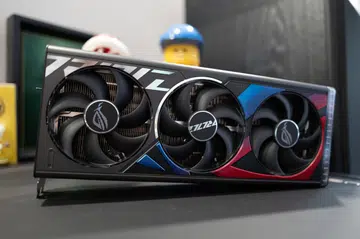 The new ROG Strix GeForce RTX 4080 Super retains the same aesthetic as the Strix GeForce RTX 4080 that it's replacing.