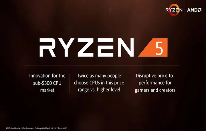 Ryzen 5 aims to offer strong multi-threaded performance even in a lower price bracket. (Image Source: AMD)