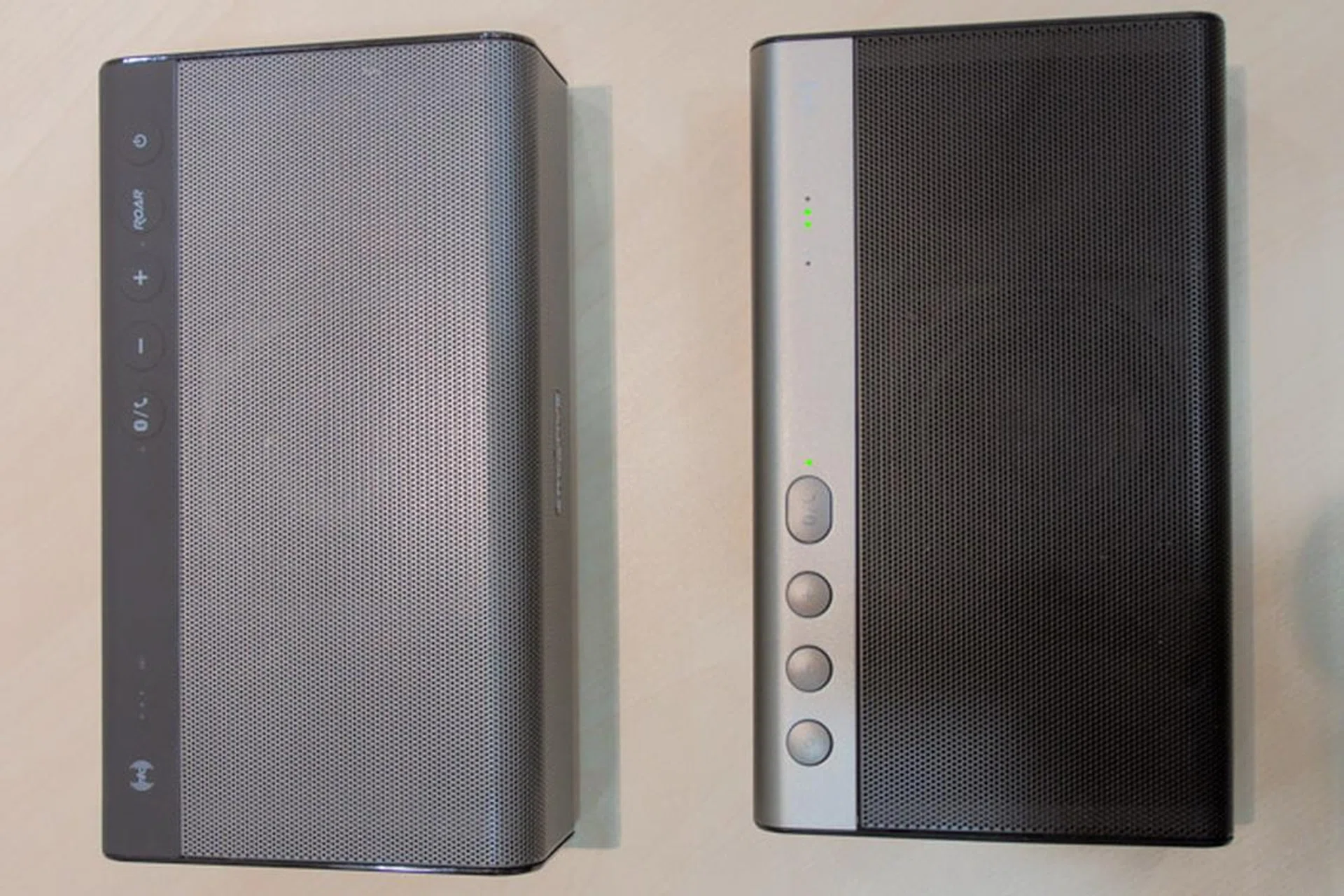 A size comparison of the original Sound Blaster Roar and the new Sound Blaster Roar 2.