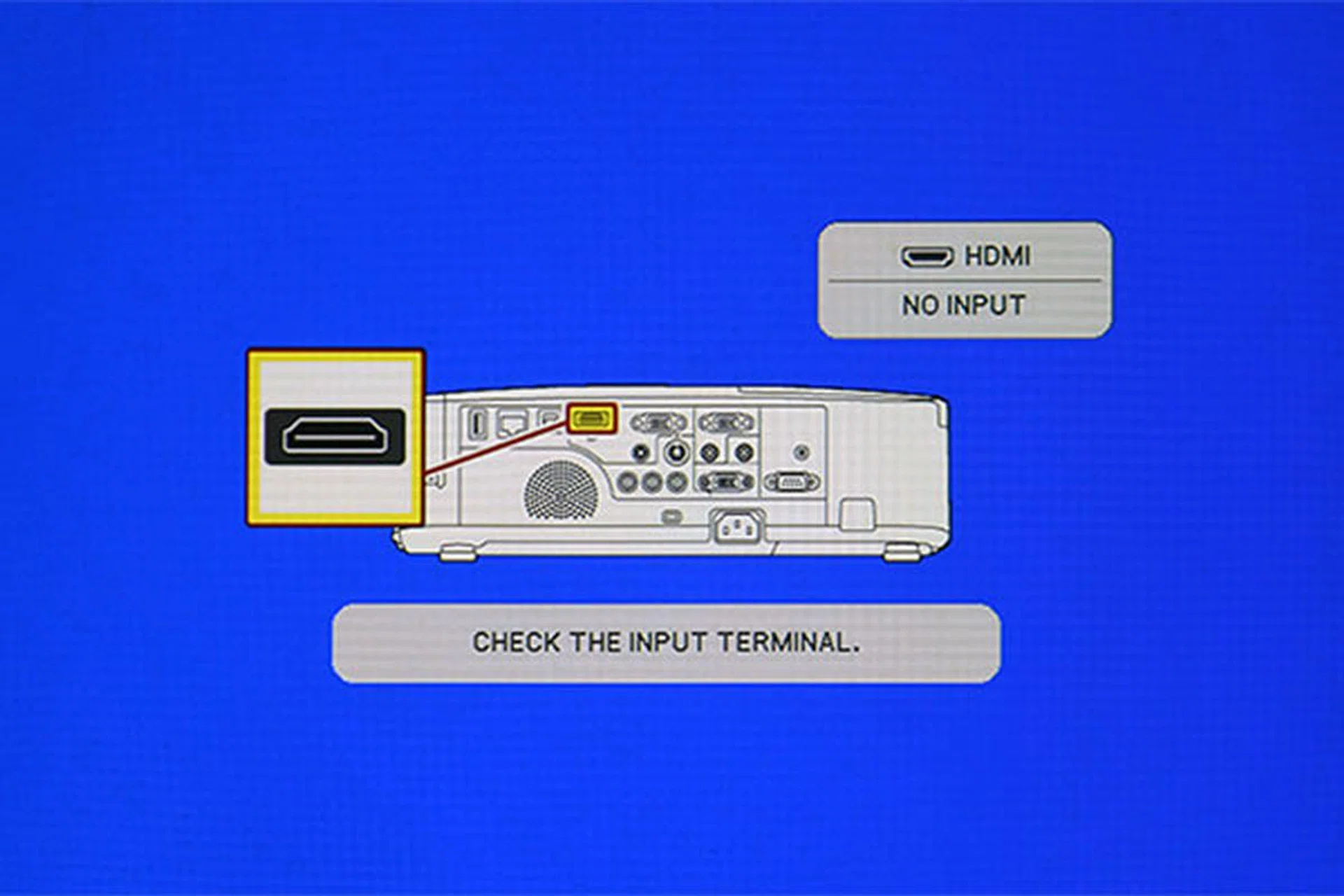 When the projector can't detect a signal, it'll display this guide to remind you to check the connection.