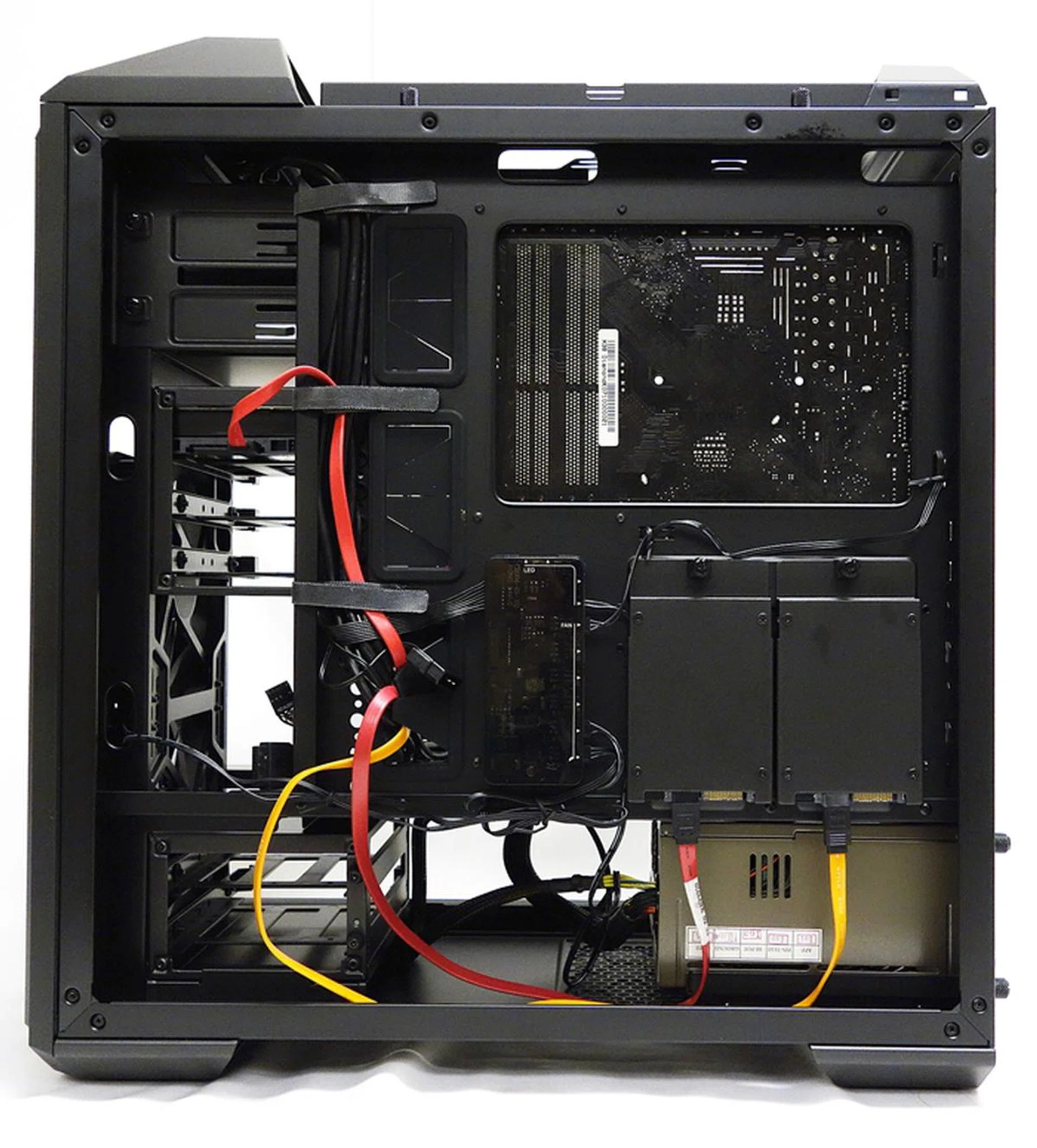 We made use of the existing velcro straps to keep our SATA cables in place.