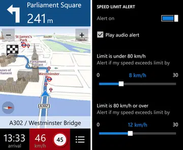 Update your Nokia Drive app and you'll now find offline access and speed limit alerts within the app. (Image source: Nokia)