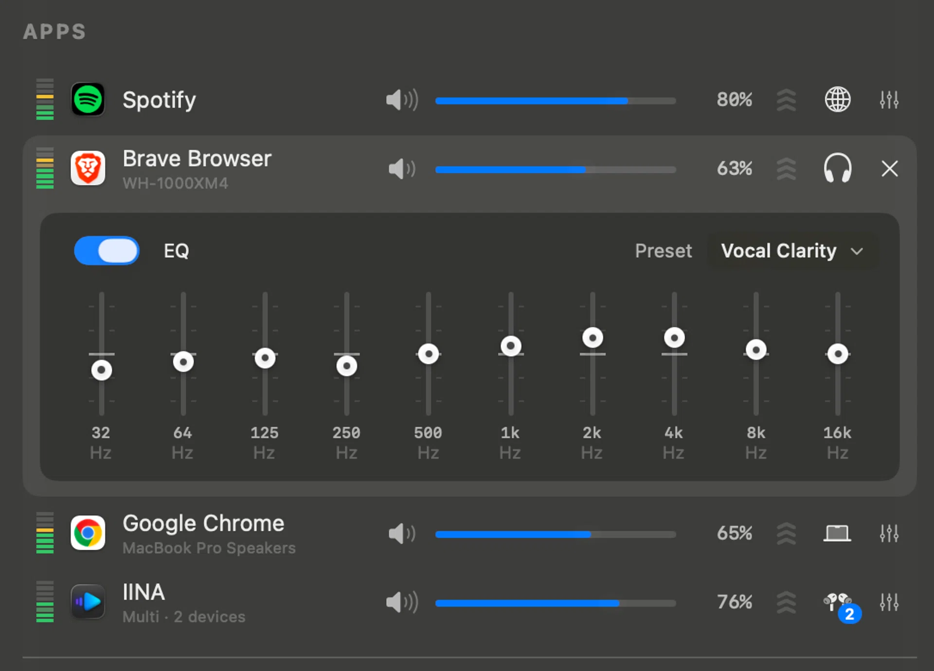 There is also an EQ function included within the app.