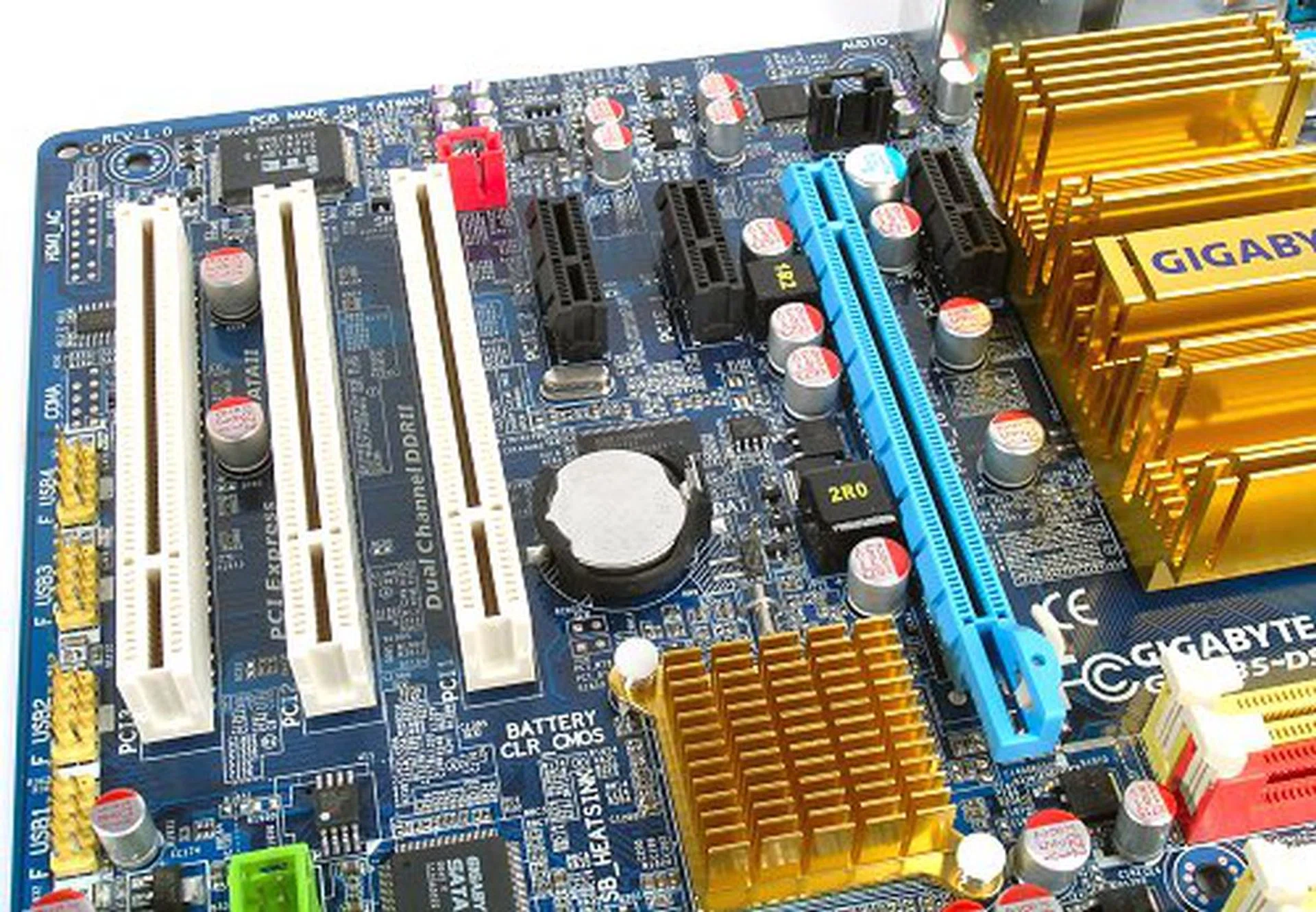 Seven expansion slots, though the uppermost PCIe x1 is in a tight spot.