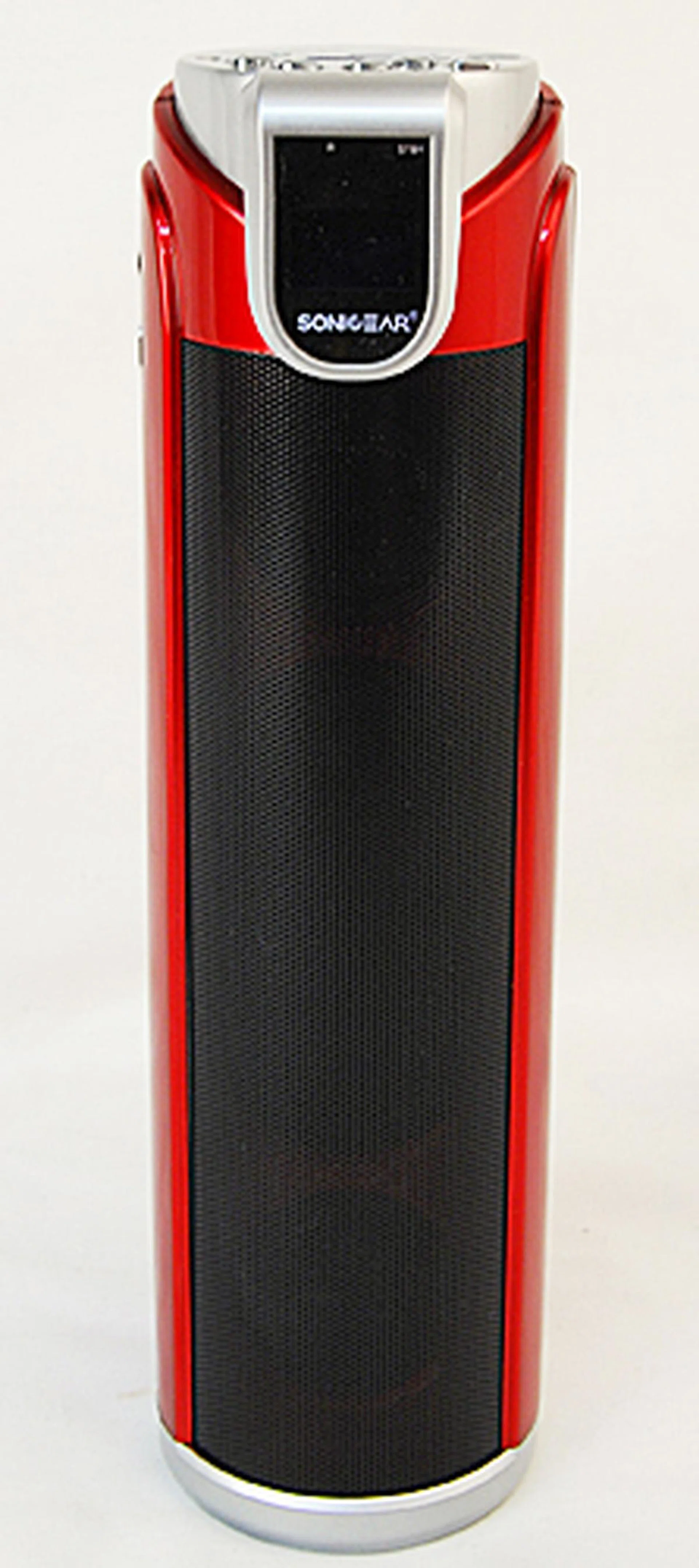 The device rolls a bit when laid flat and is intended to be used primarily in the upright position. In this position, it looks like a thermos flask.