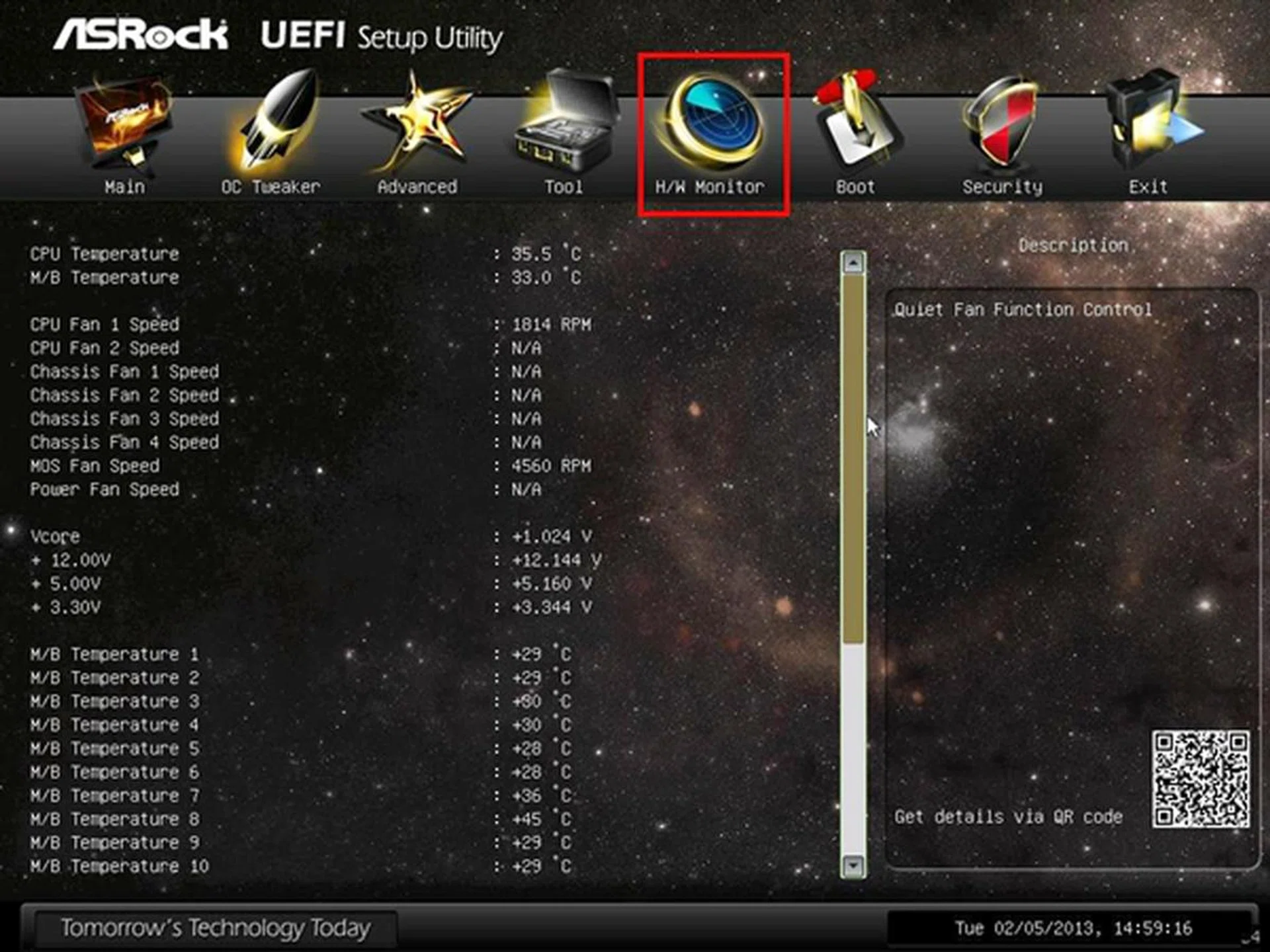 This page within the BIOS resembles that of the screen your first greeted when you launch the ASRock OC Formula Drive utility.