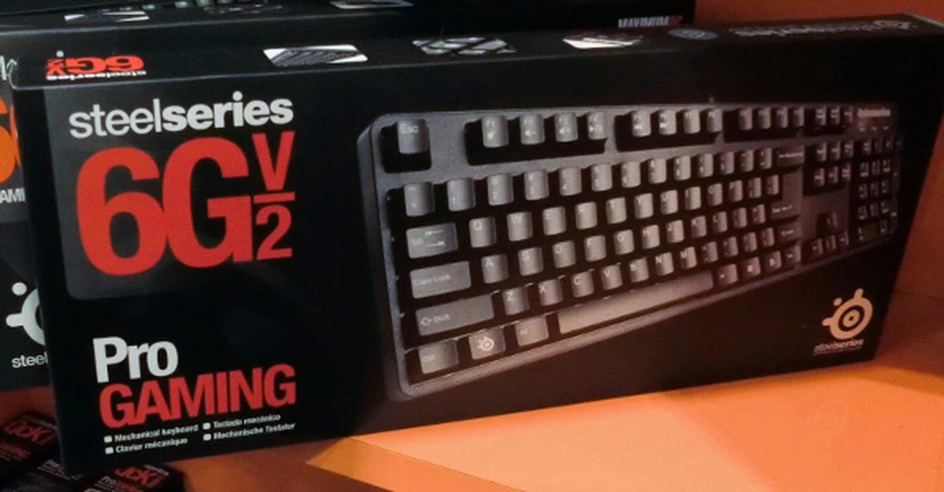 Once you're done with upgrading your mouse, time to look at a new keyboard. The Steelseries 6GV2 features gold-plated Cherry Black mechanical switches that have a lifecycle of 50 million keystrokes. It costs $175 (before the 5% show discount).
