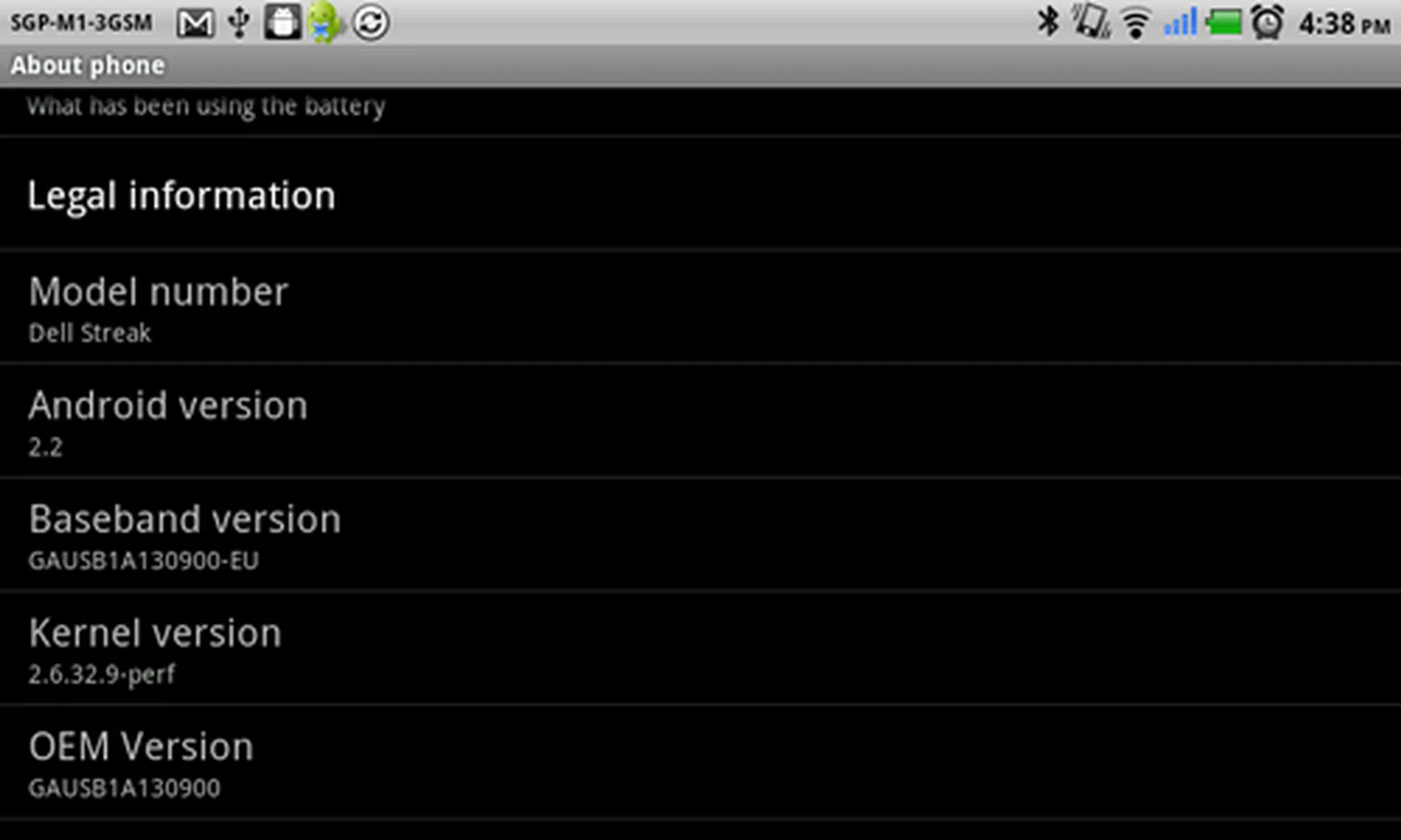 A quick check on its firmware version revealed the Froyo (Android 2.2) variant, which gives us Flash 10.1 support and Wi-Fi tethering.