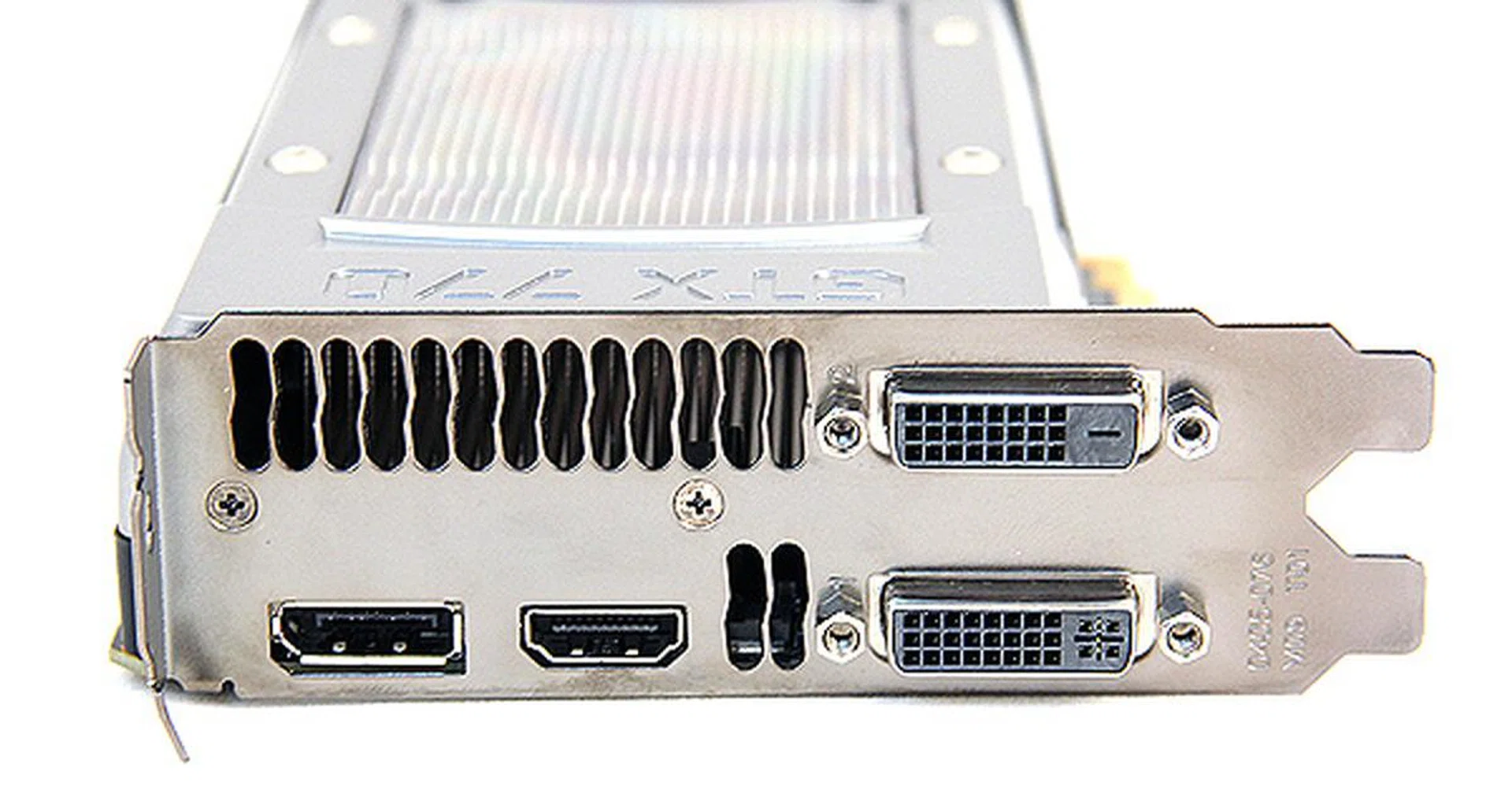 The reference card offers two dual-link DVI ports, a HDMI port and a DisplayPort.