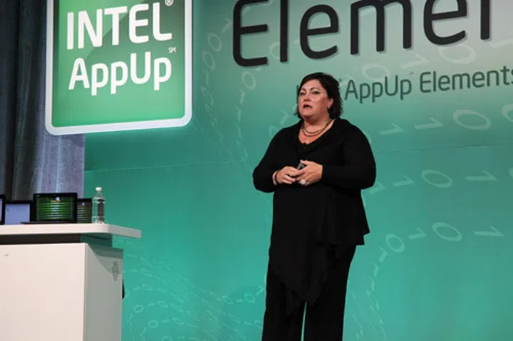 Renee James, senior vice president and general manager of Intel Software and Services Group delivering her opening keynote at Intel AppUp Elements 2010.