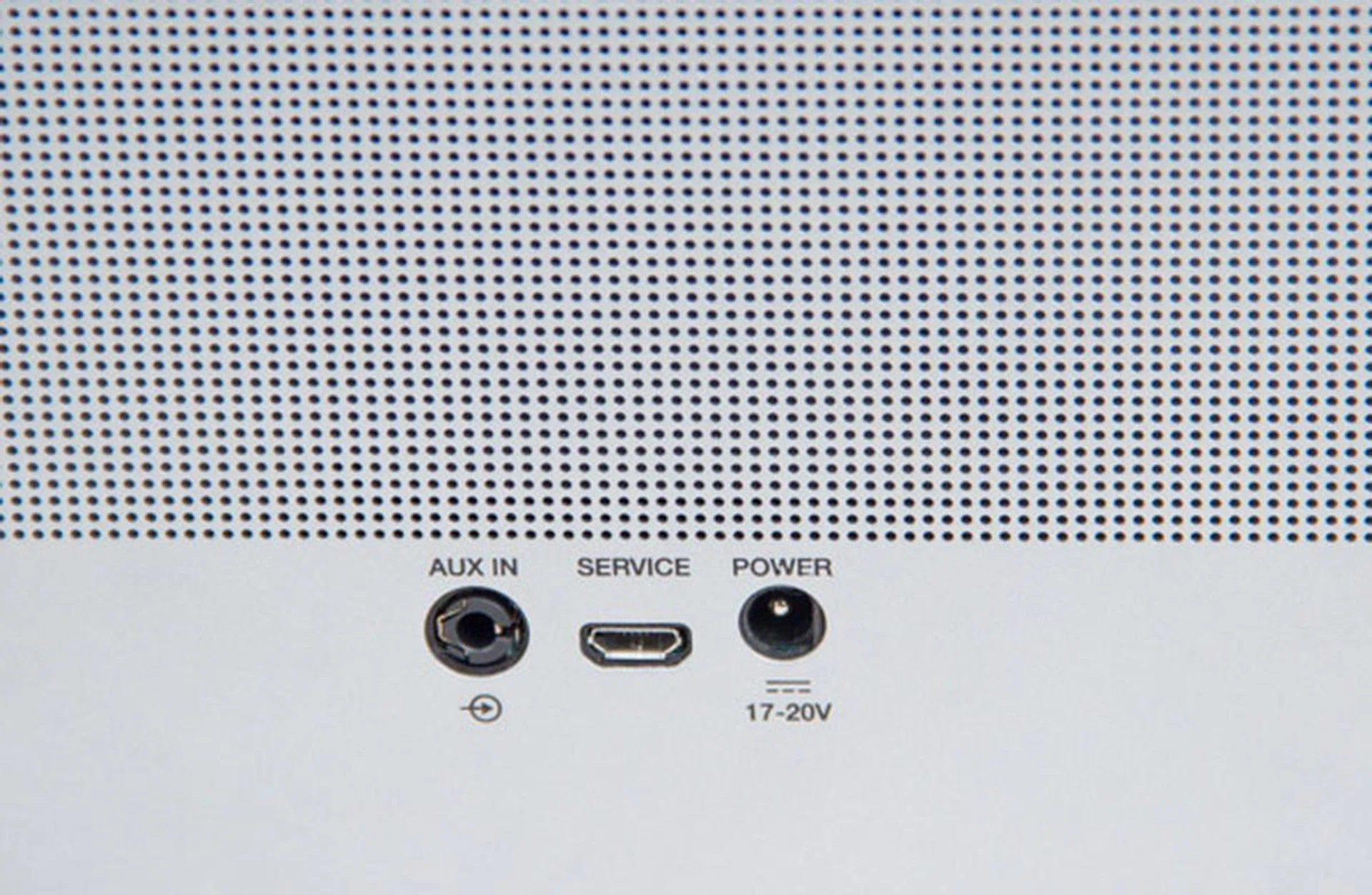 Close-up of the rear ports. 