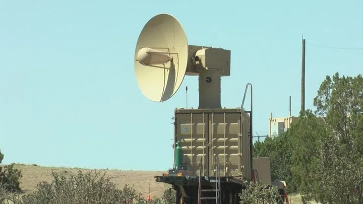 The U.S Air Force has a new weapon, the Tactical High Power Microwave Operational Responder (THOR) to take out swarms of drones. <br>Image source: KRQE