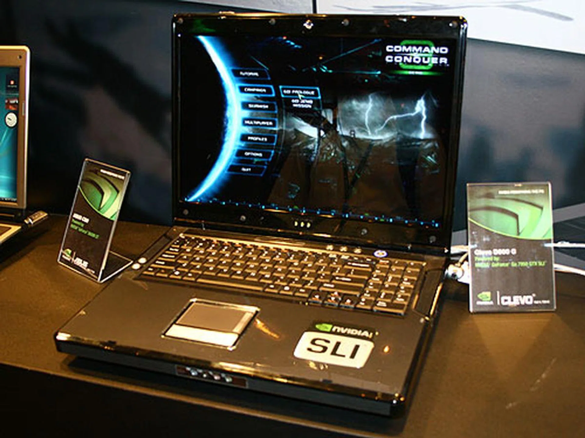  This Clevo D900 C is possibly the most powerful gaming notebook around. It is powered by two GeForce Go 7950 GTX MXM, in SLi mode.  