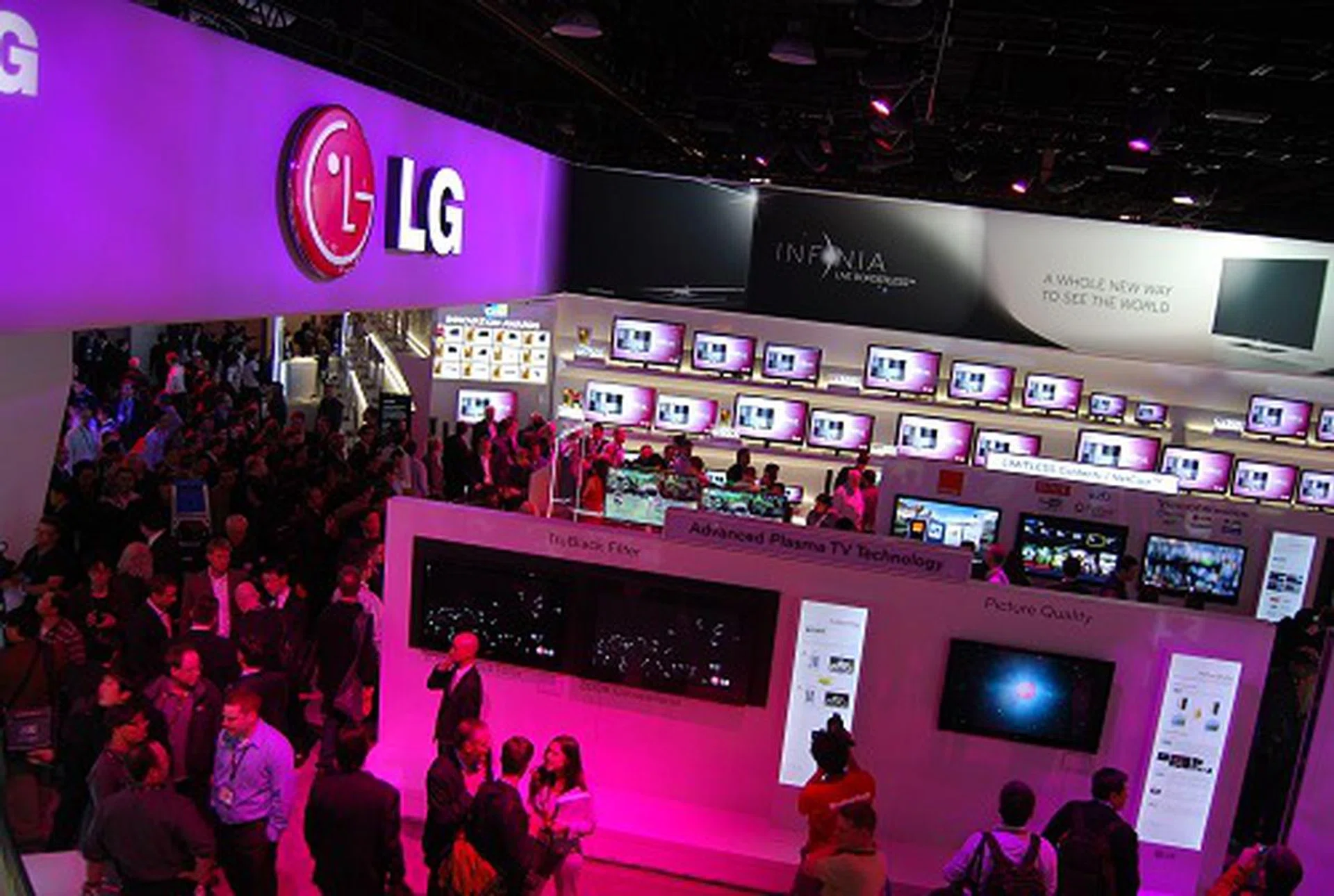 Here's an overhead booth shot - the show floor is mostly devoted to their various TV technologies and educating potential customers.