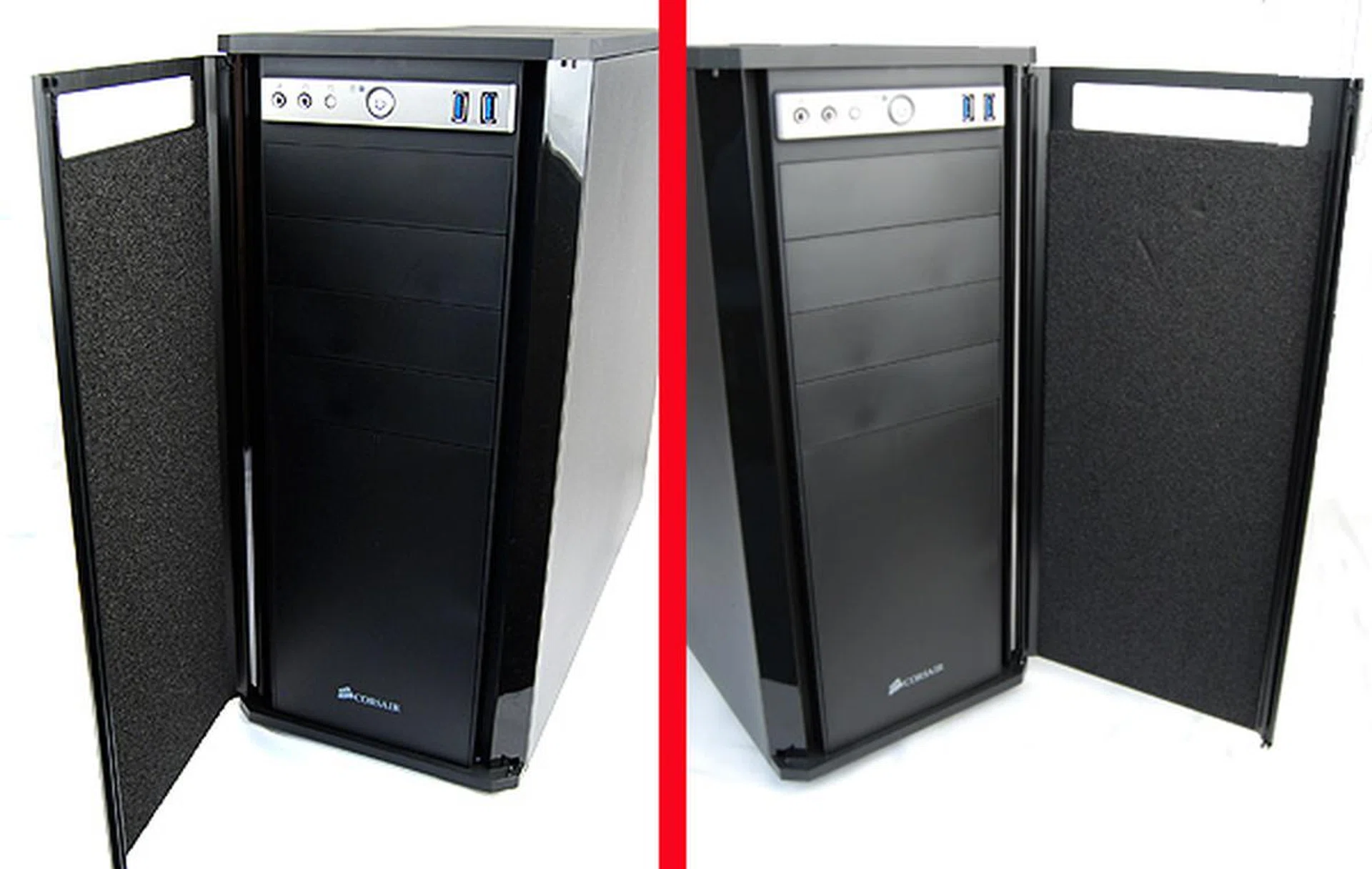 The diamond-cut aluminum panel opens both ways thanks to a cleverly designed hinge system. Unfortunately, the panels are held in place pretty tightly, which means you will need two hands to open the panels - one to open the panel itself, and the other to hold the casing in place. This is not ideal for users who, for whatever reason, need to access external drive bays often.