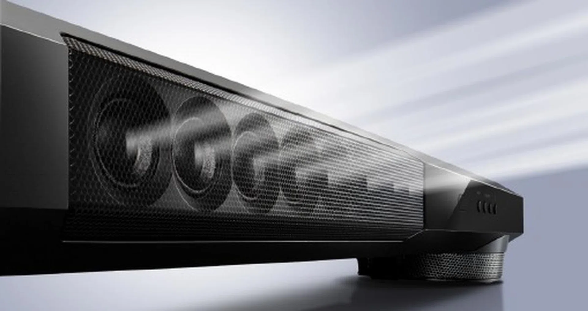 Seen in this stock photo of the YSP-1400 are the 8 beam drivers and a woofer on each leg of the sound bar.
