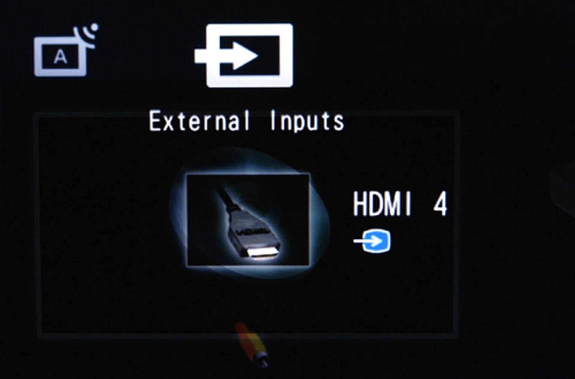 You don't have to toggle through every external AV input to find that active connection. The BRAVIA is intelligent enough to tell you which AV connection is used. To navigate the XMB interface, scroll left or right for Photo or Video options. Basic selections such as System Settings can be found at the extreme left.