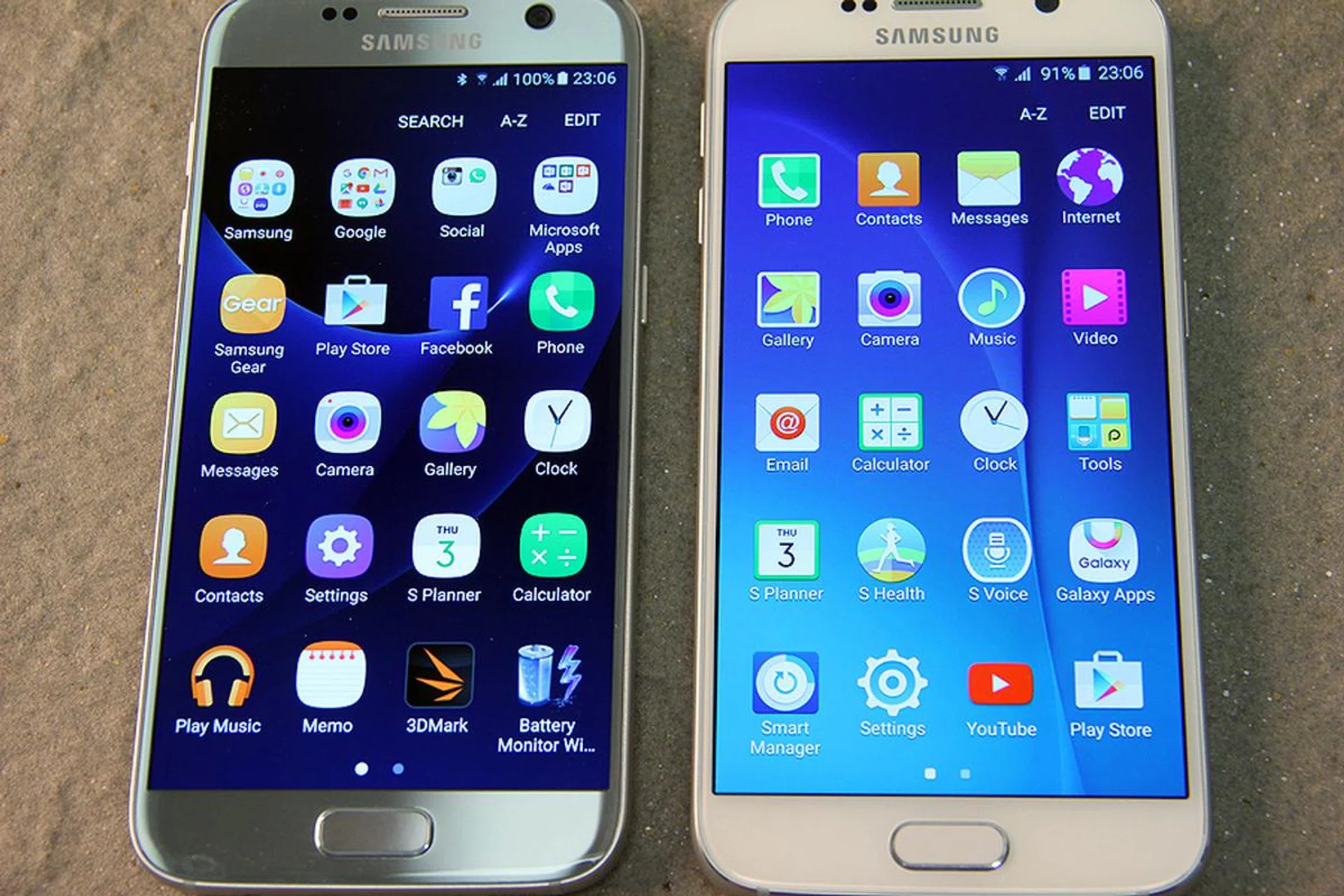S7 on the left, S6 on the right. Subtle, but the differences are there.