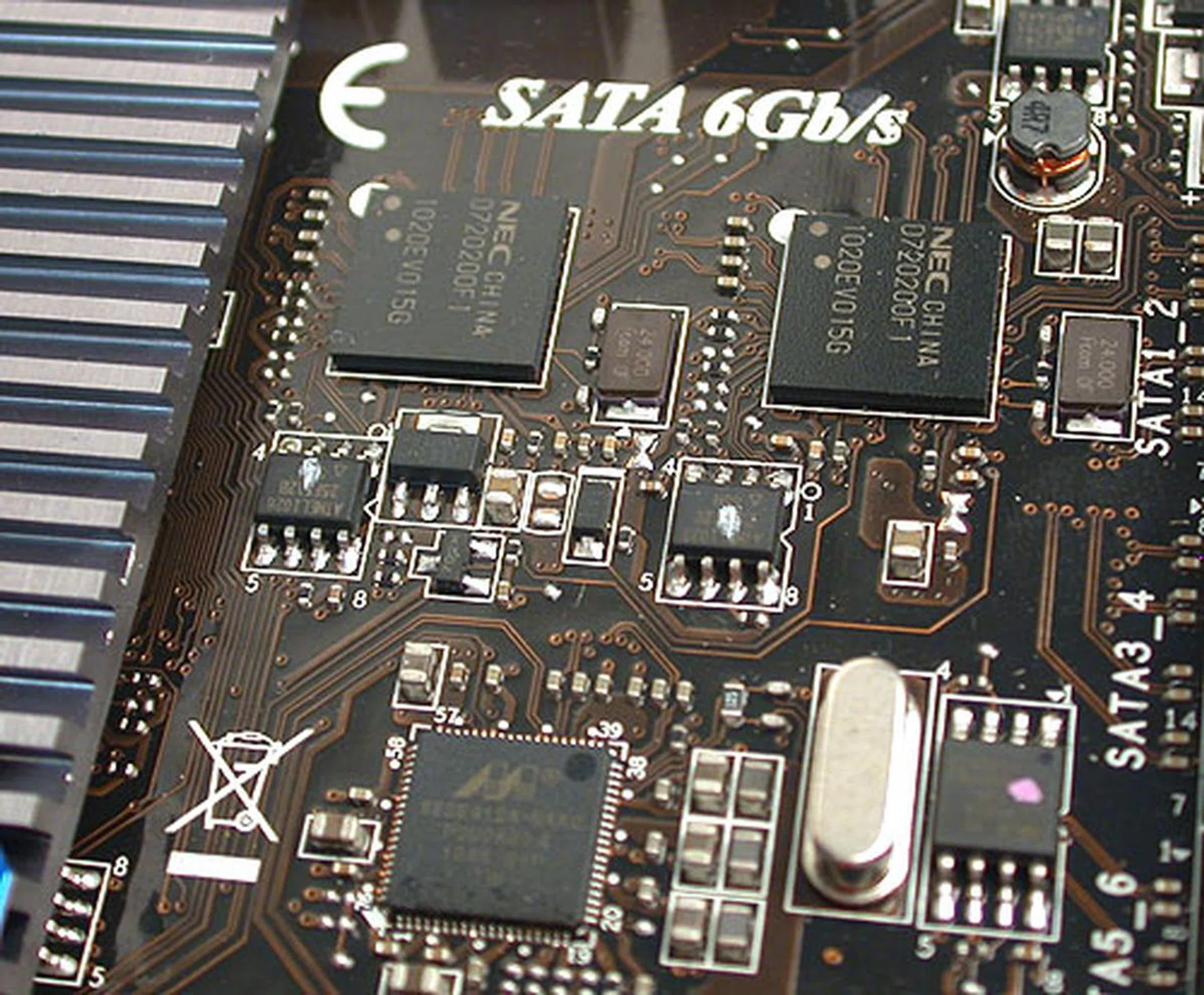 Some of the many third-party controllers on this MSI board. 