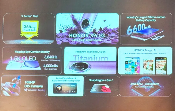 Summary of Honor X9c features and specs. Photo: HWZ.