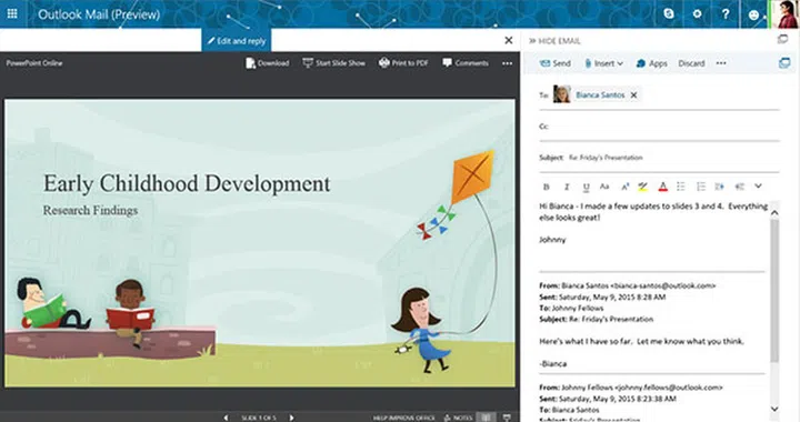 Side-by-side views is a boon to multi-taskers. (Image source: Microsoft.)