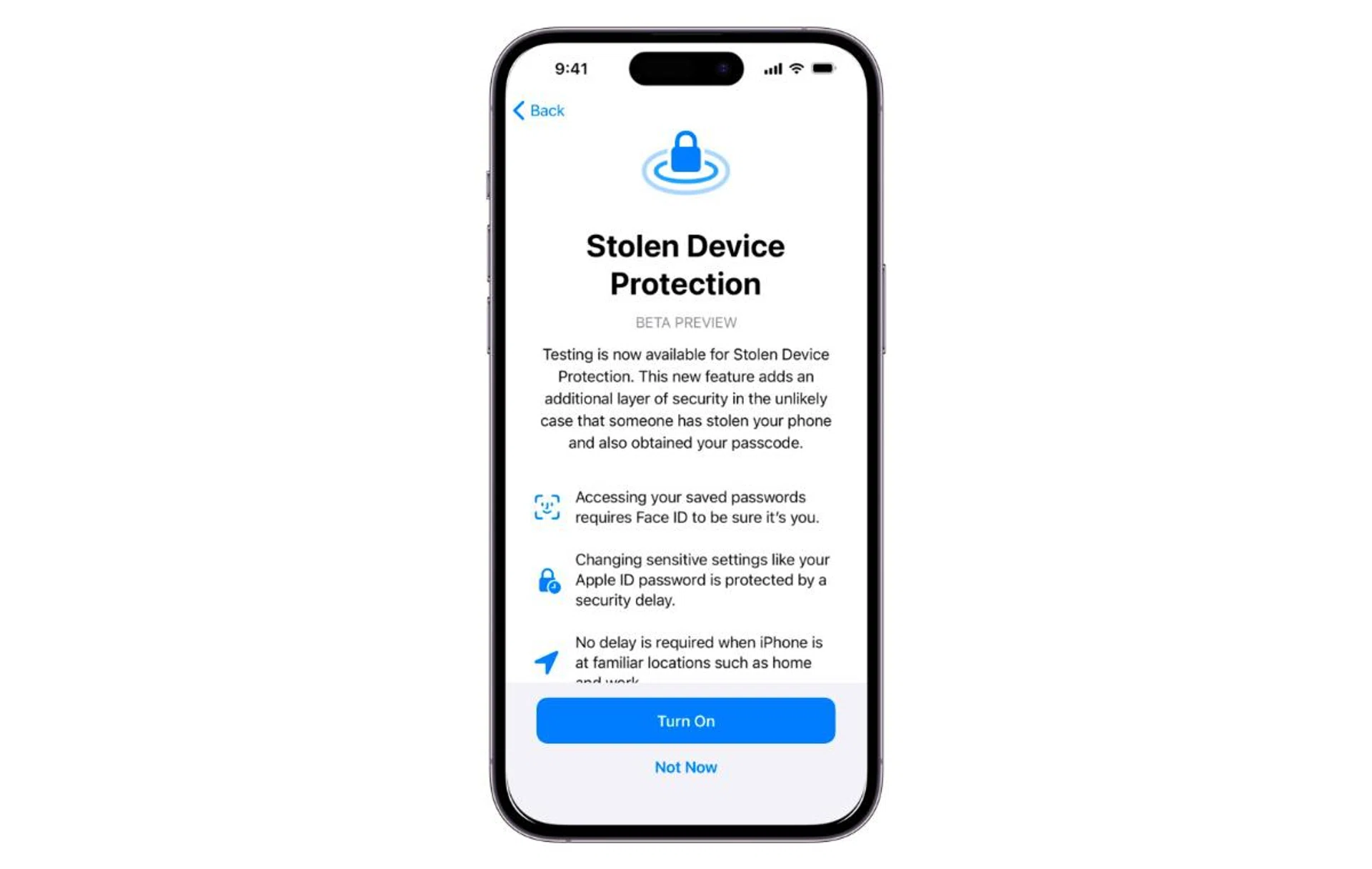 Protect your data even if your phone gets stolen. Photo: Apple.
