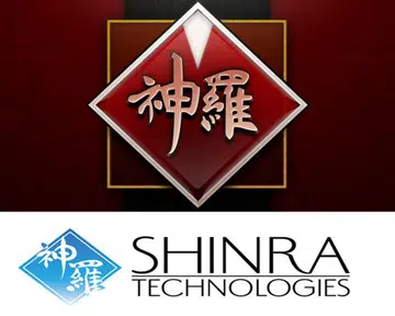 Shinra Technologies' logo is the blue one, the red one is the Shinra logo from FFVII. Hopefully, this means it won't be following in footsteps of the FFVII version of the company.