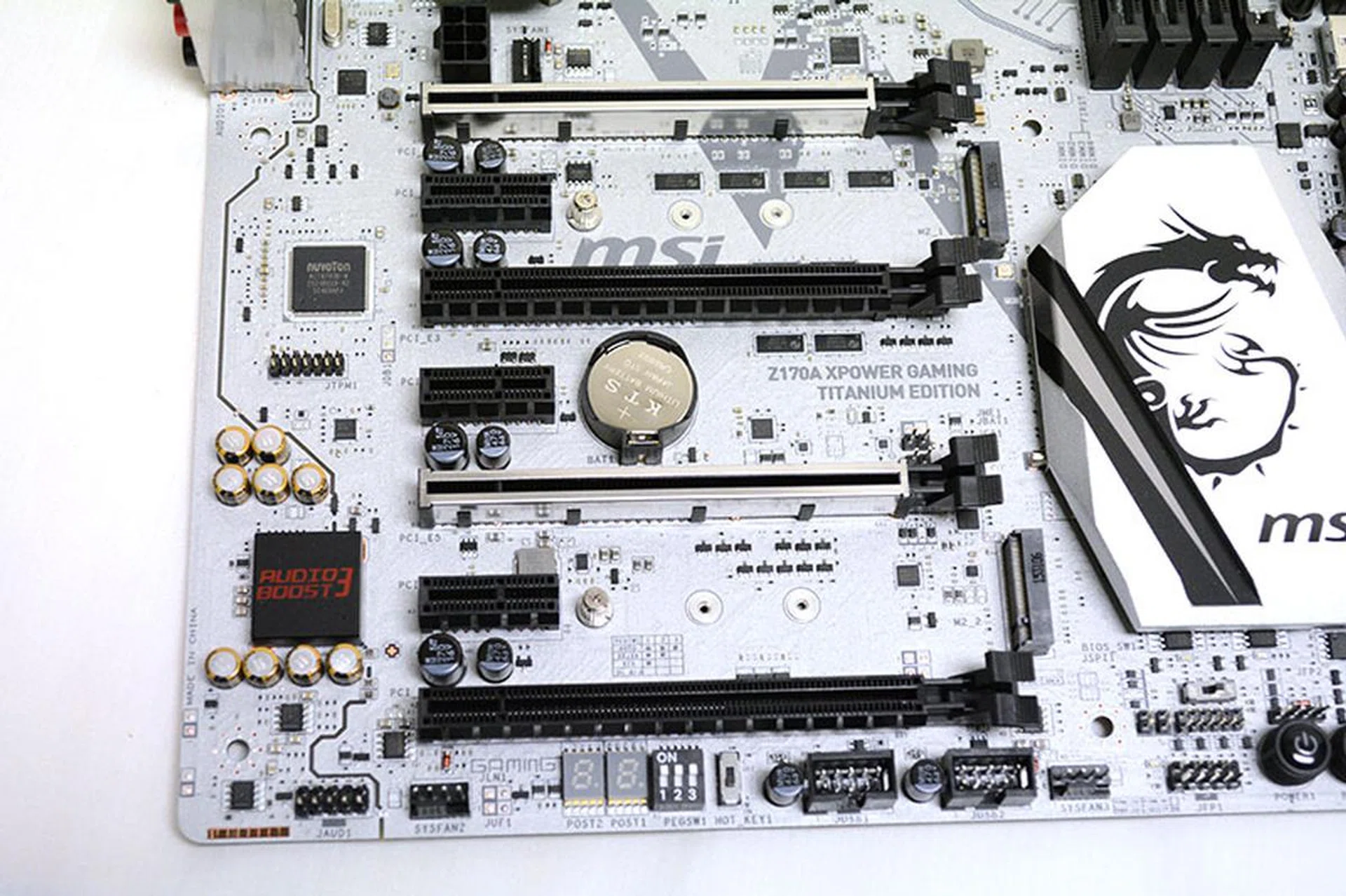Two of the four PCIe 3.0 x16 slots have been reinforced by metal.