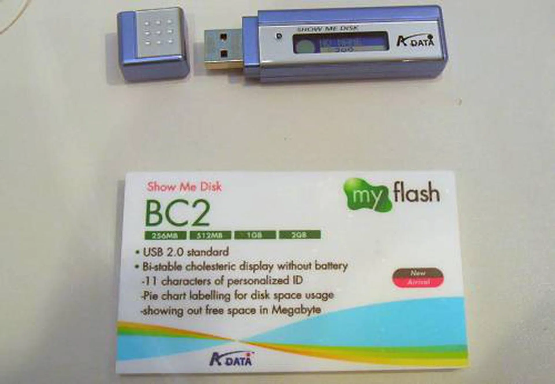 Besides DIMM memory, A-Data had a range of unique flash devices like a VoIP and biometric flash disk and this 'Show Me Disk', which has both numeric and pie chart display of remaining memory space. The cool thing is that it doesn't need a battery to operate the LCD as it uses a bistable cholestric display technology.