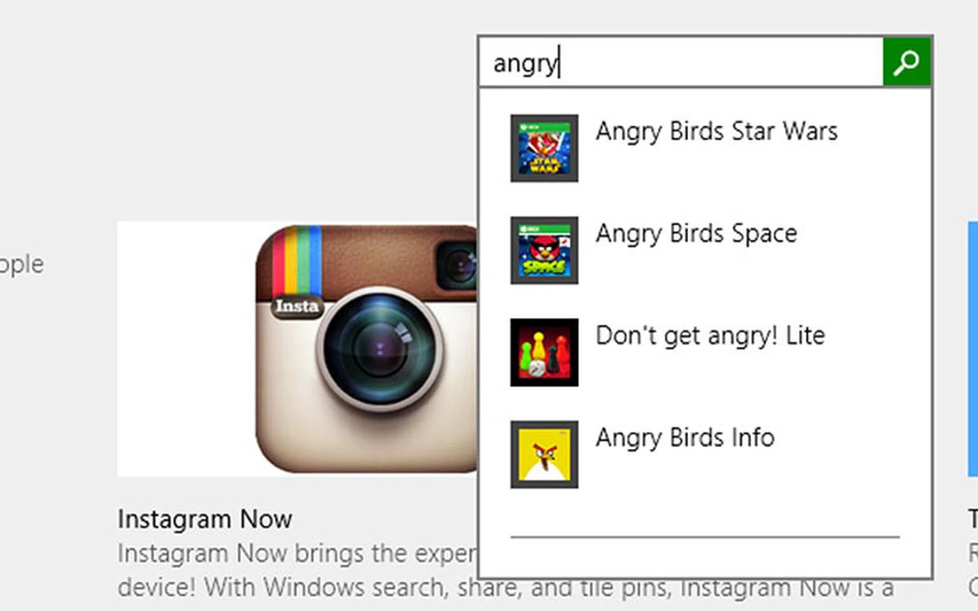 There’s also a search box at the top right of the screen. As you type, results would show up underneath it.
