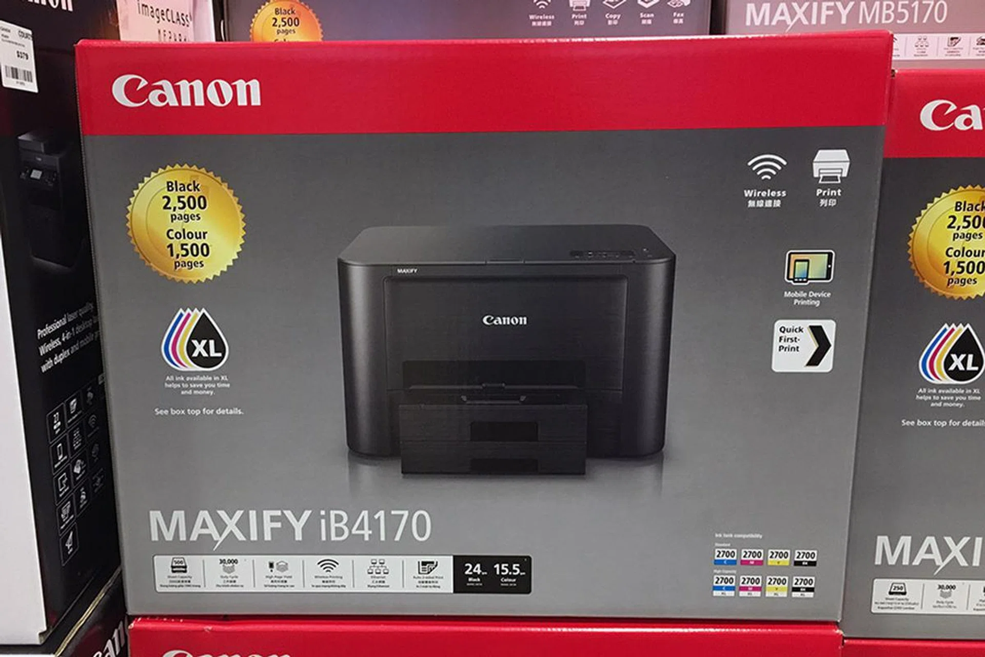 The new Canon Maxify iB4170 is a single-function business printer with ISO print speeds of 24ipm (mono) and 15.5ipm (color). It has a 500-sheet input tray and supports Wi-Fi, too. Going for $219, and you get $30 cashback.