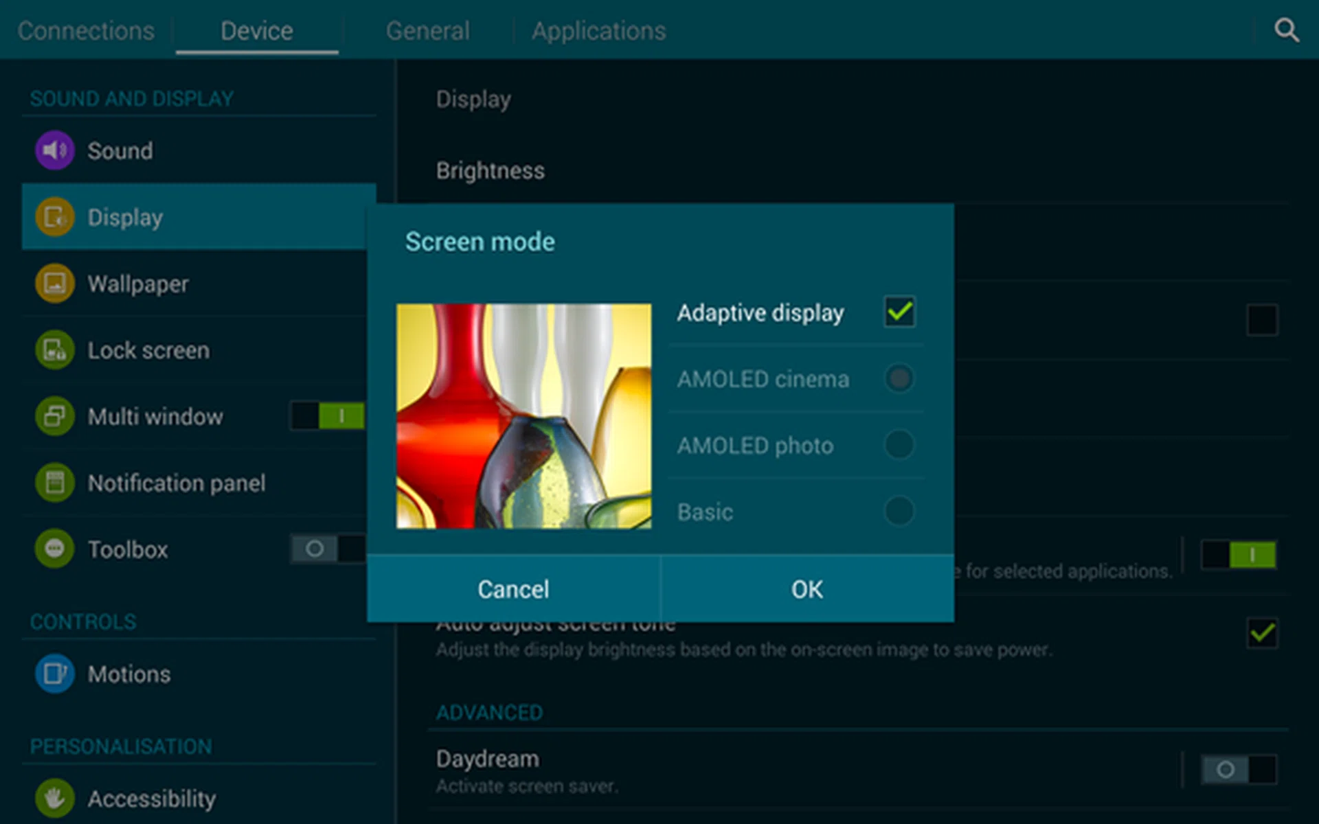 You have the option to tune the colors and temperature of the Super AMOLED display according to your needs.