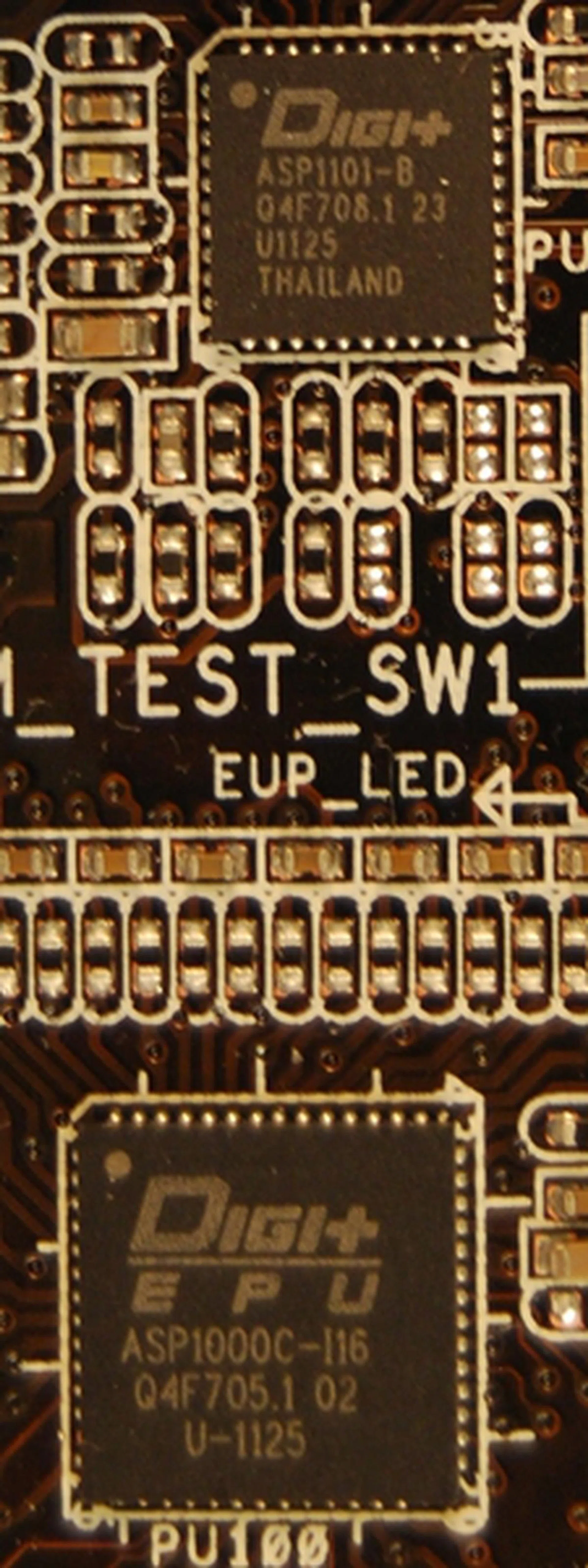 The Digi+ power controllers as featured on the Deluxe board; their country of origin is the Land of Smiles, Thailand.