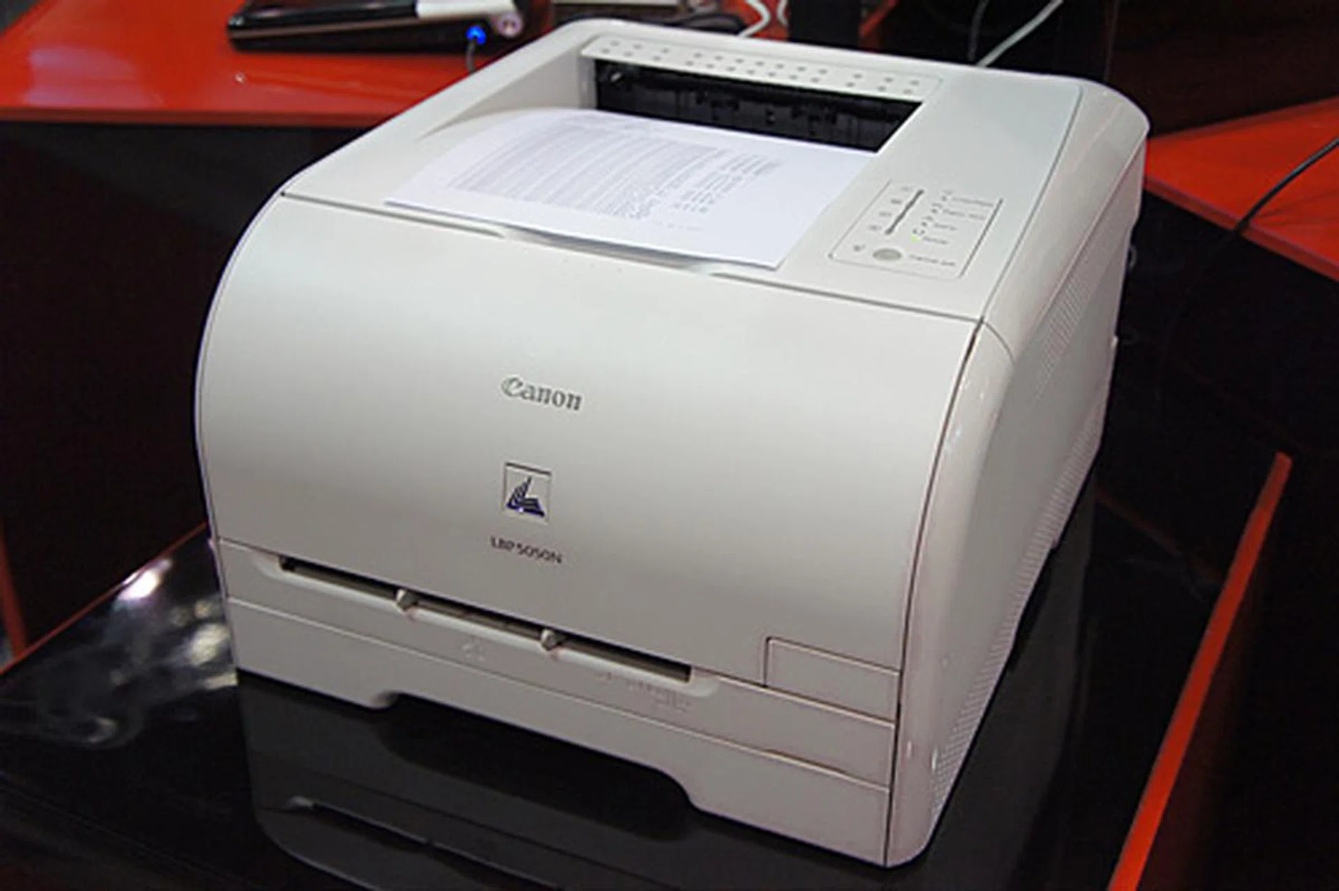 The LaserShot LBP5050N is a color laser printer with print speeds of 12ppm (mono) and 8ppm (color). It's network ready and boosts zero second warm-up time. It's selling for $399 (usual price is $599). Freebies include a Targus backpack and a trolley.