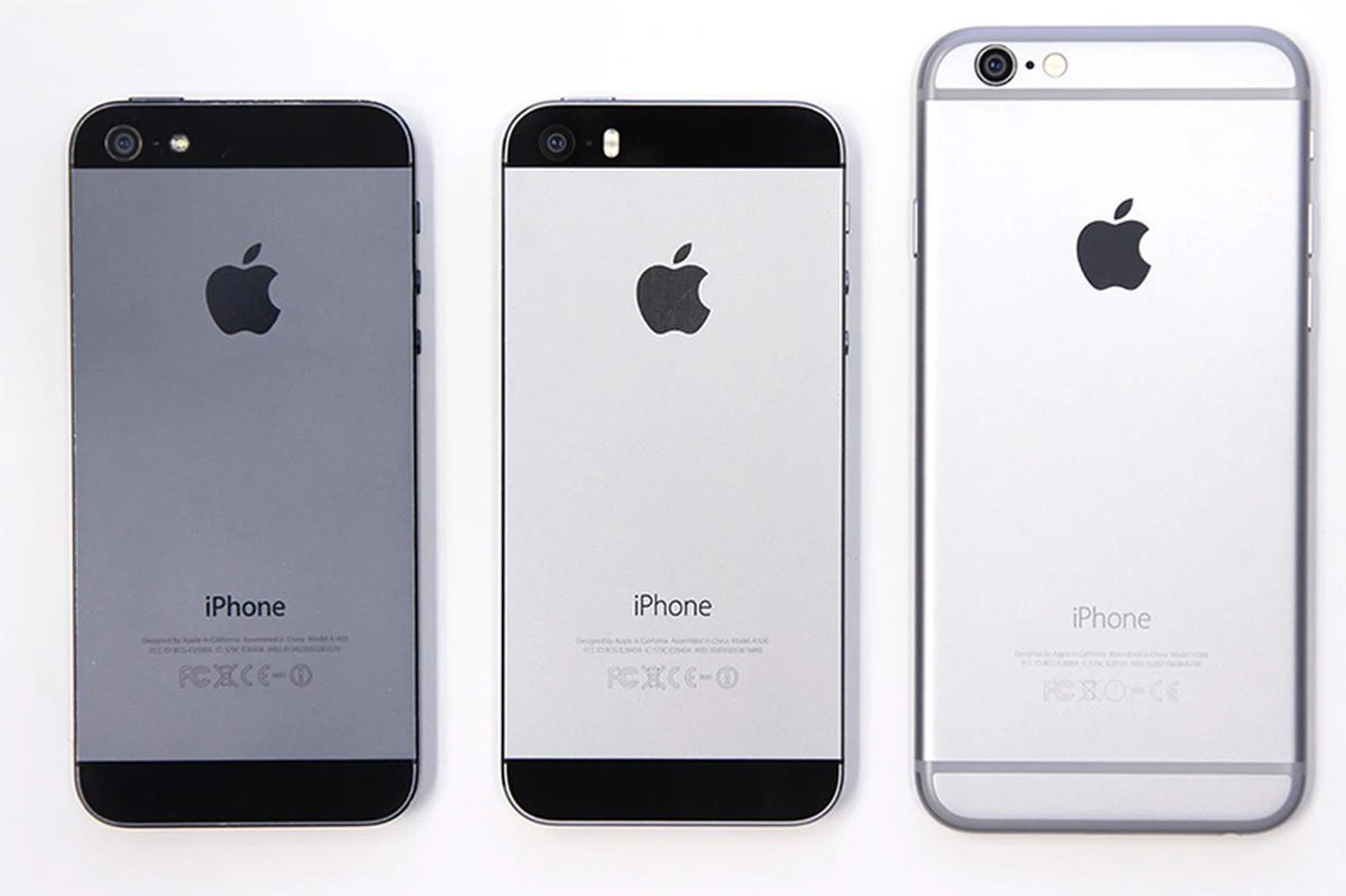 The ‘black’ iPhones have been getting lighter and lighter, check out the iPhone 5's ‘slate’ colour (left) to the 5S' space-grey (middle) and the 6's space-grey (right).