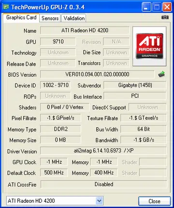 Our latest version of GPU-Z had this to say about the Radeon HD 4200.