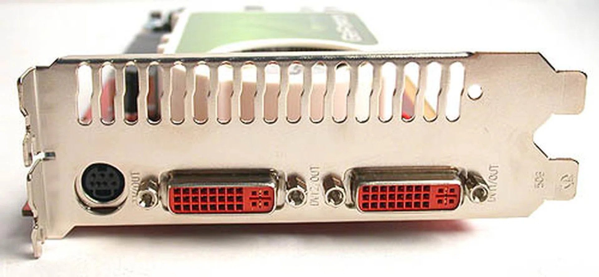 Unfortunately, the Palit GeForce 7900GT Sonic has to utilize two slots. It was a close thing as the cooler was just slightly too tall to fit into one slot comfortably. The DVD-I outputs are also dual-link ones but unlike the new GeForce 7950 GX2, not HDCP ready.
