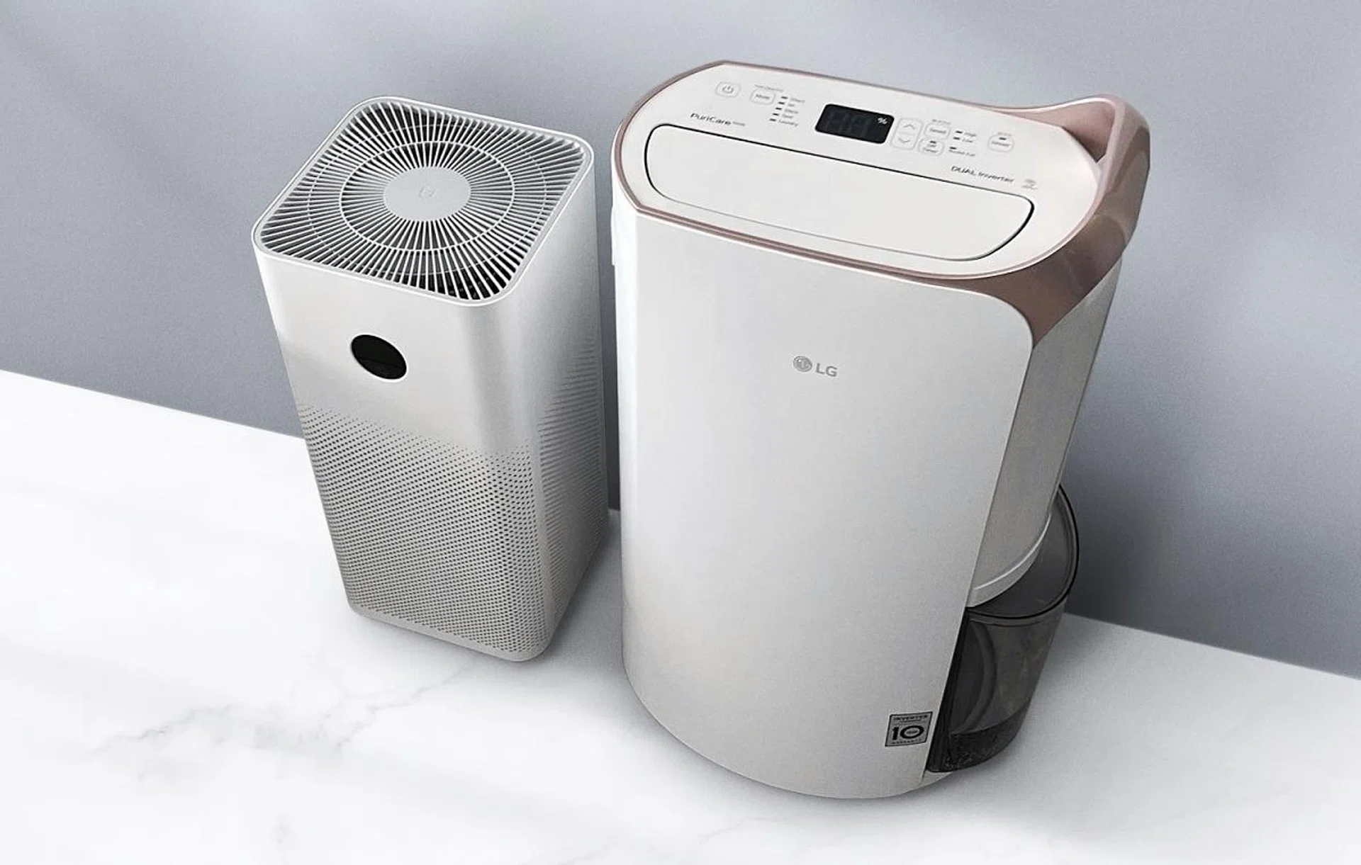 LG Dual Inverter Dehumidifier on the right. Photo: HWZ.